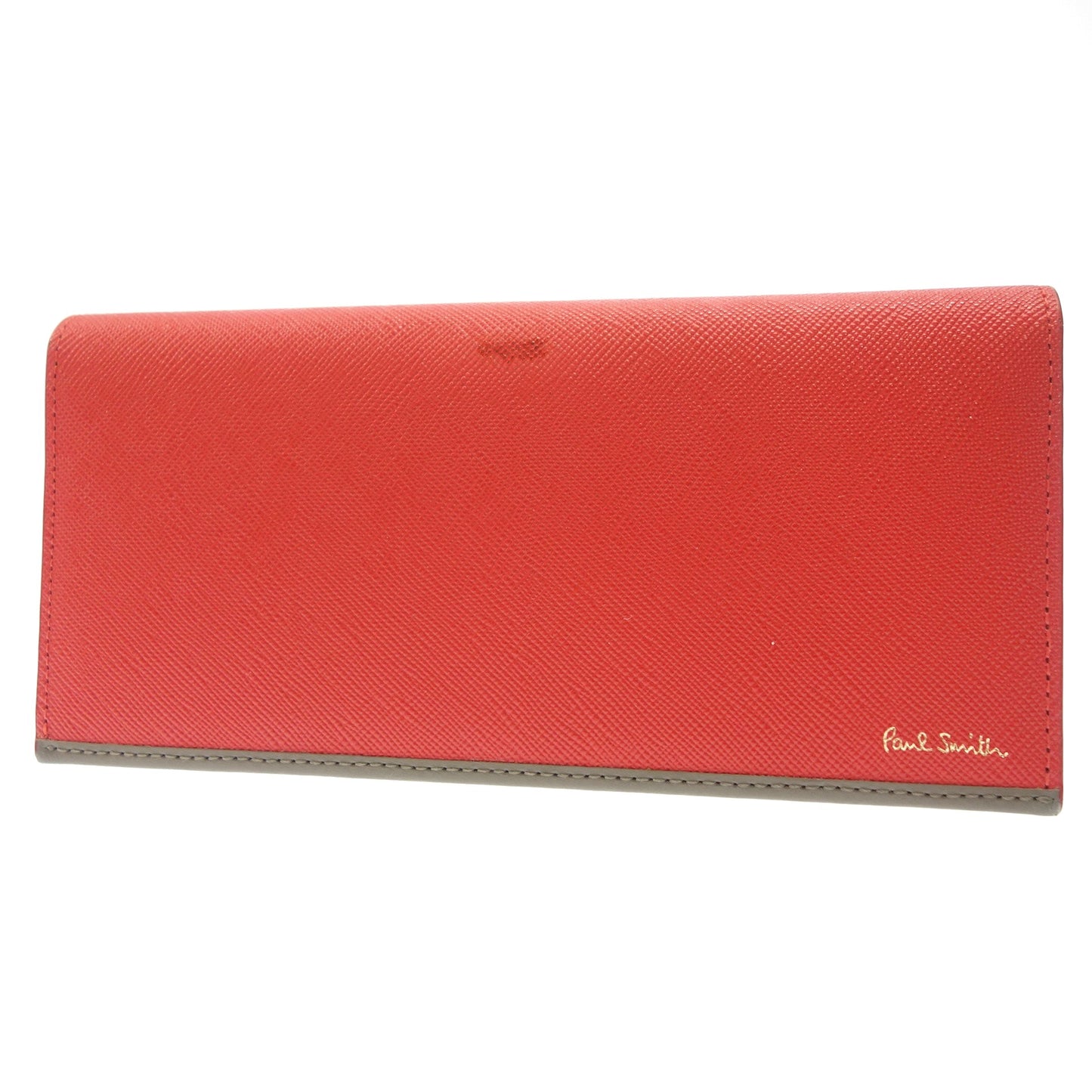 ポールスミス 二つ折り長財布 サフィアーノ P105 赤 箱付き Paul Smith【AFI18】【中古】