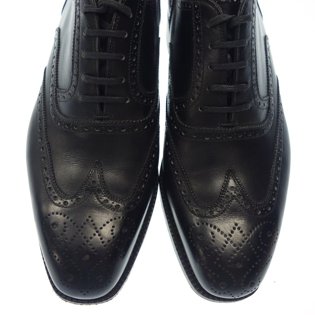 極美品◆ステファノベーメル レザーシューズ フルブローグ メンズ 39.5 黒 Stefano Bemer【LA】