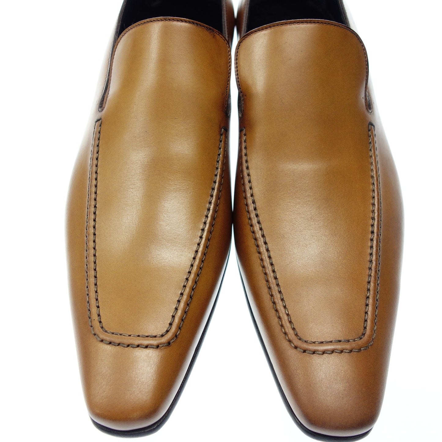新品同様◆ドルチェ&ガッバーナ レザーローファー スリッポン メンズ 6.5 茶 DOLCE&GABBANA【AFD2】