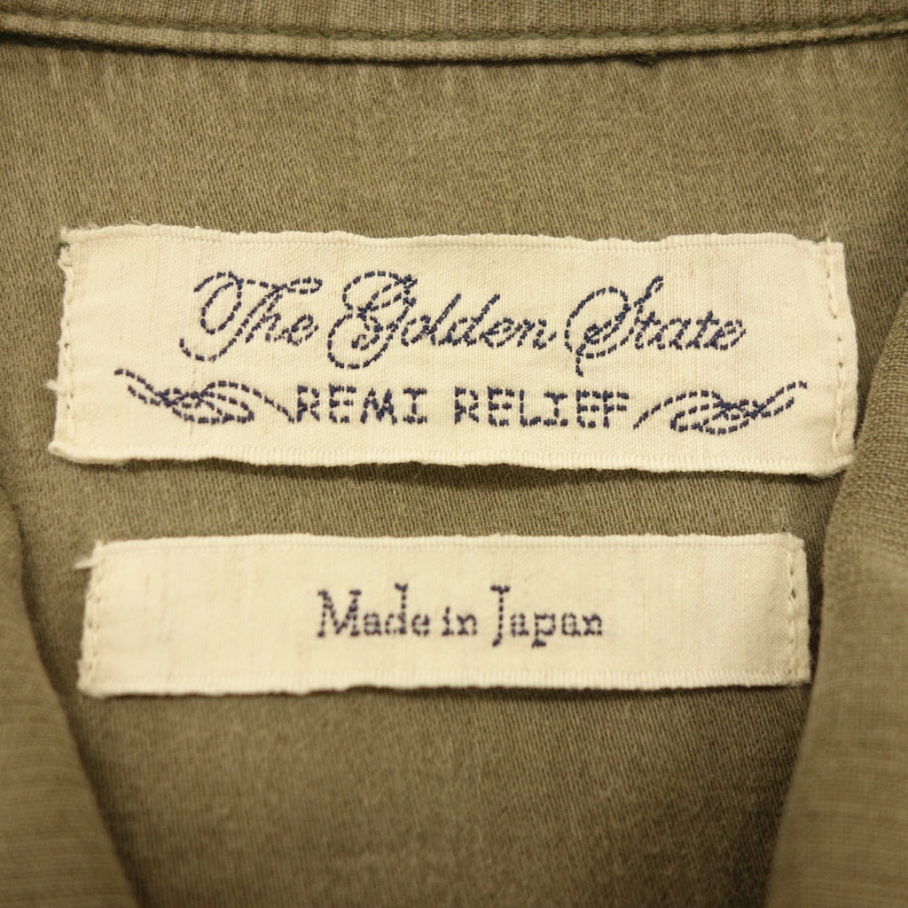 美品◆レミレリーフ ミリタリーシャツ メンズ カーキ サイズL REMI RELIEF【LA】
