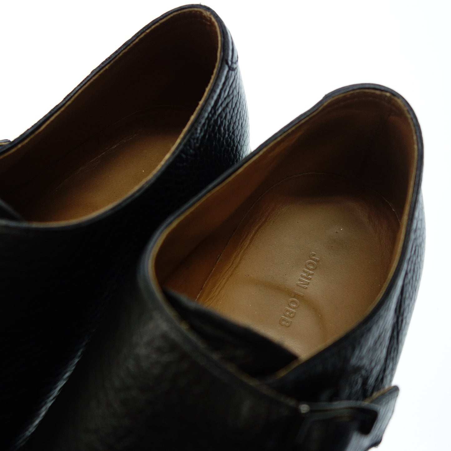 ジョンロブ レザースニーカー HOLME ホワイトソール ダブルストラップ メンズ 8 黒 JOHN LOBB【AFC53】【中古】