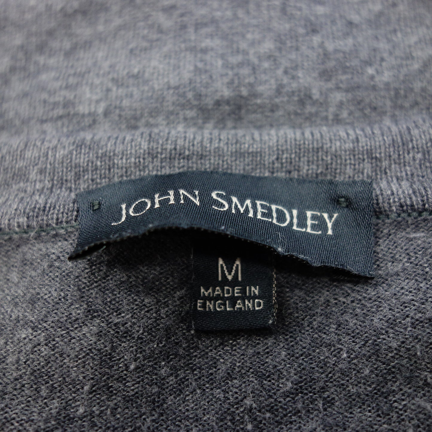 美品◆ジョンスメドレー ニットカーディガン メリノウール Vネック 長袖 グレー M メンズ JOHN SMEDLEY【AFB6】