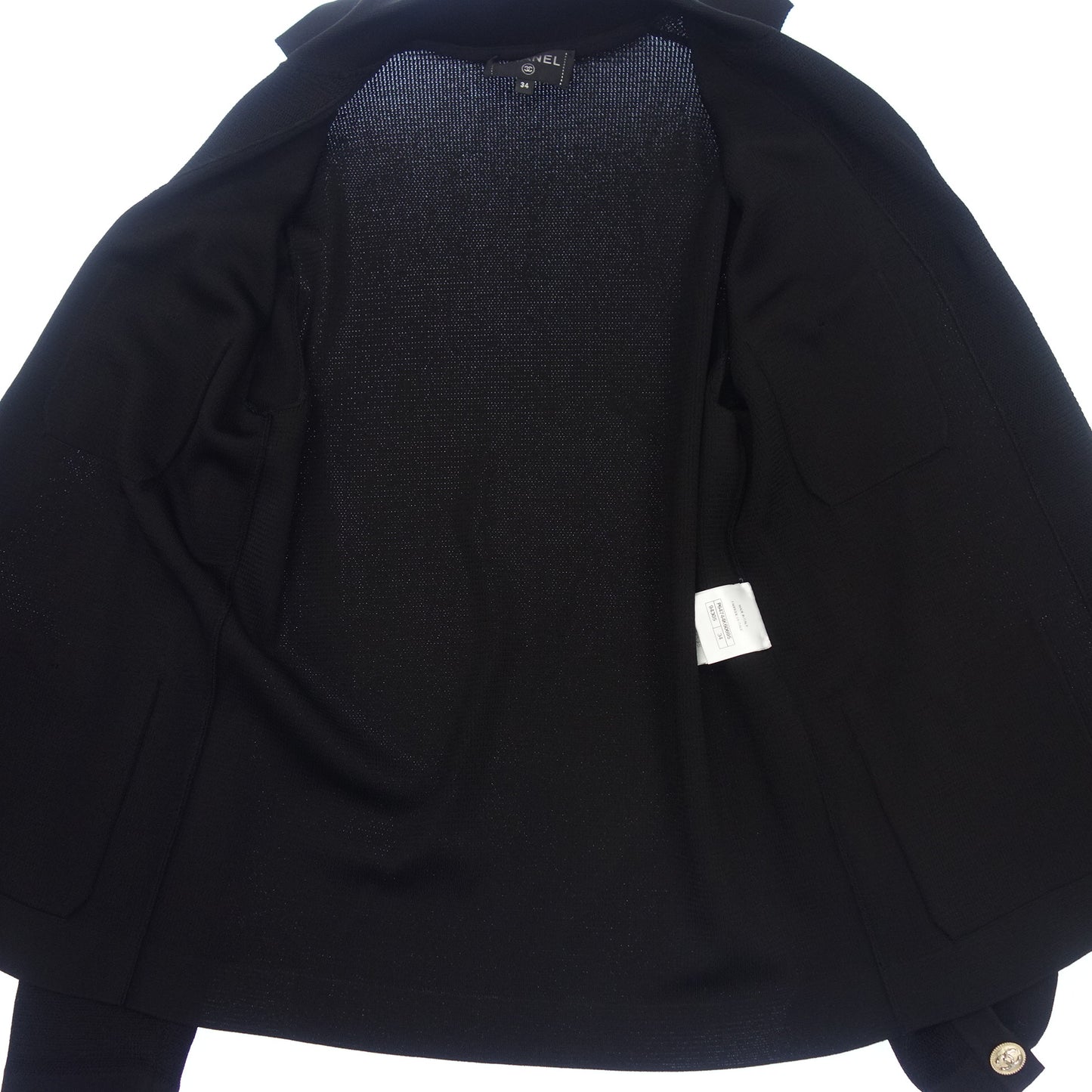 シャネル ニットジャケット P64 金ボタン ココマーク レディース ブラック 34 CHANEL【AFB42】【中古】