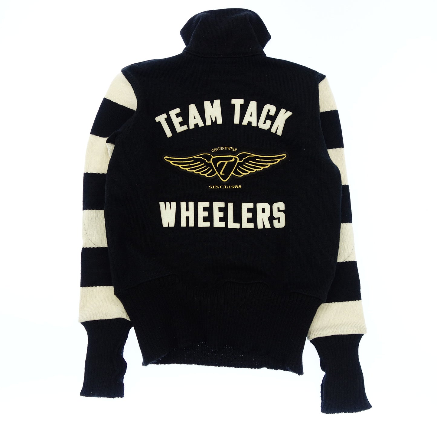 中古◆ディーエン ニット ハーフジップ ウール メンズ S 白×黒 DEHEN【AFB11】