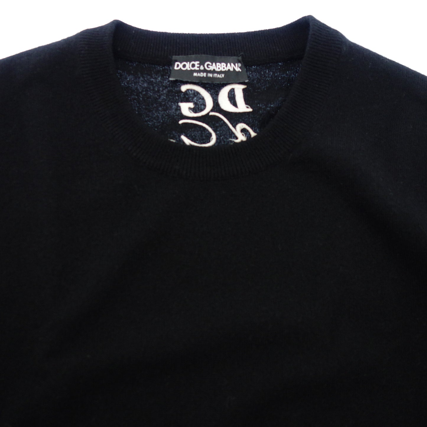 ドルチェ&ガッバーナ ニットセーター 刺繍 カシミヤ100 メンズ ブラック 52 DOLCE&GABBANA【AFB3】【中古】