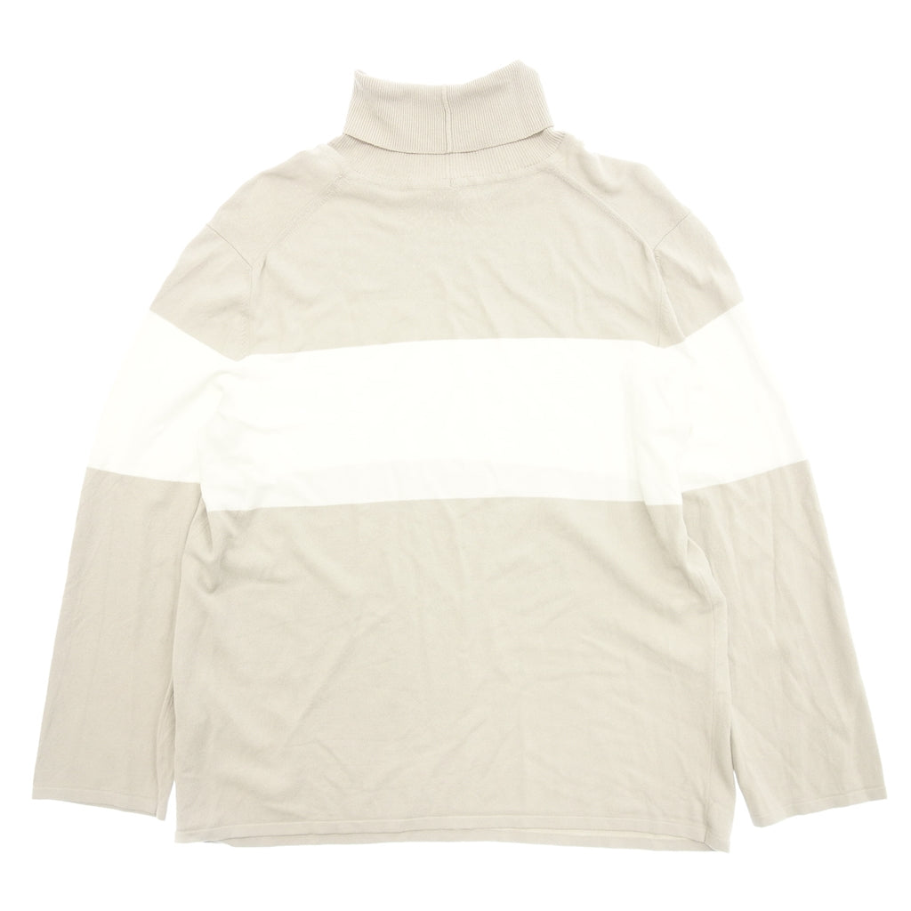 中古◆エルメス ニットセーター ハイネック バイカラー レディース ME ベージュ HERMES【AFB1】