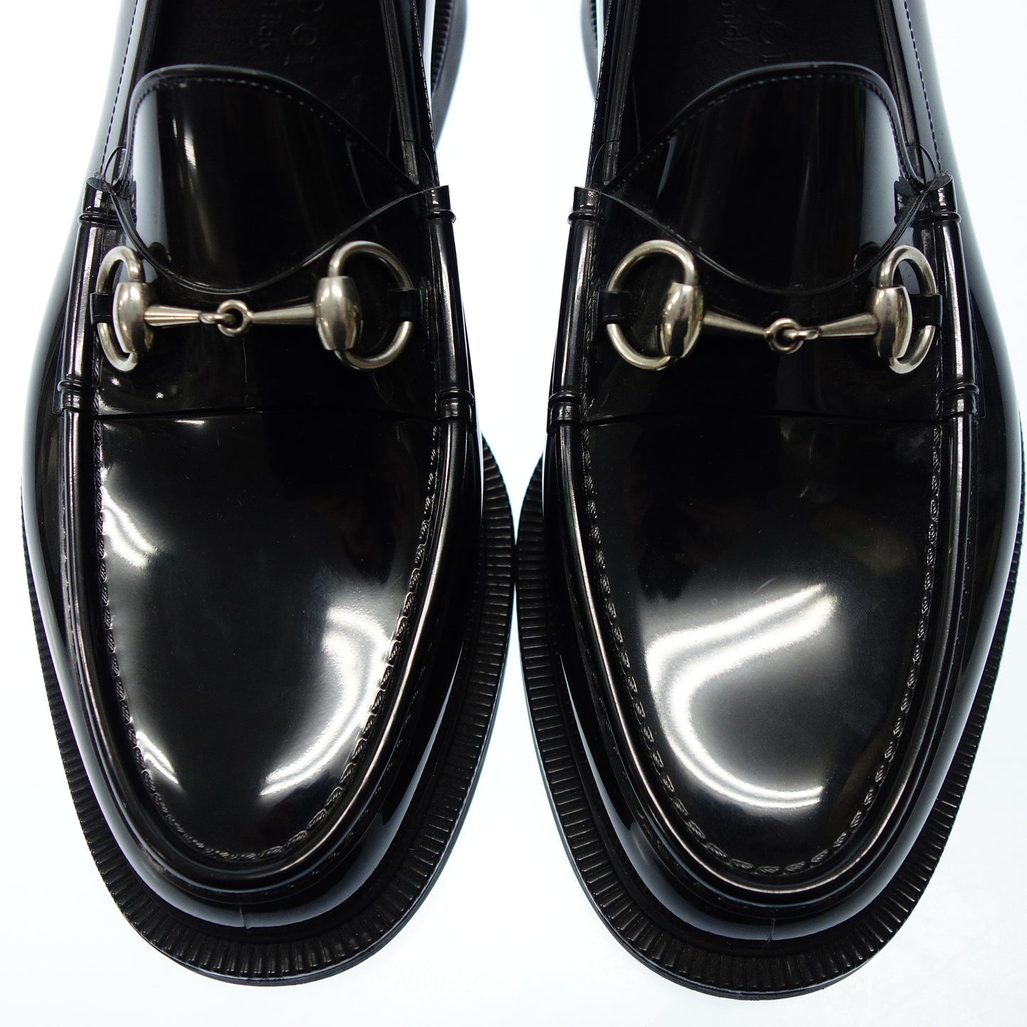 グッチ ビットローファー パテントレザー メンズ 7 黒 GUCCI【AFC29】【中古】
