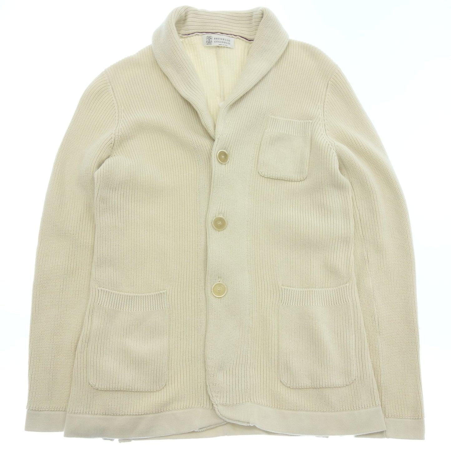 ブルネロクチネリ コットン ハイゲージ カーディガン メンズ アイボリー 46 BRUNELLO CUCINELLI【AFA9】【中古】