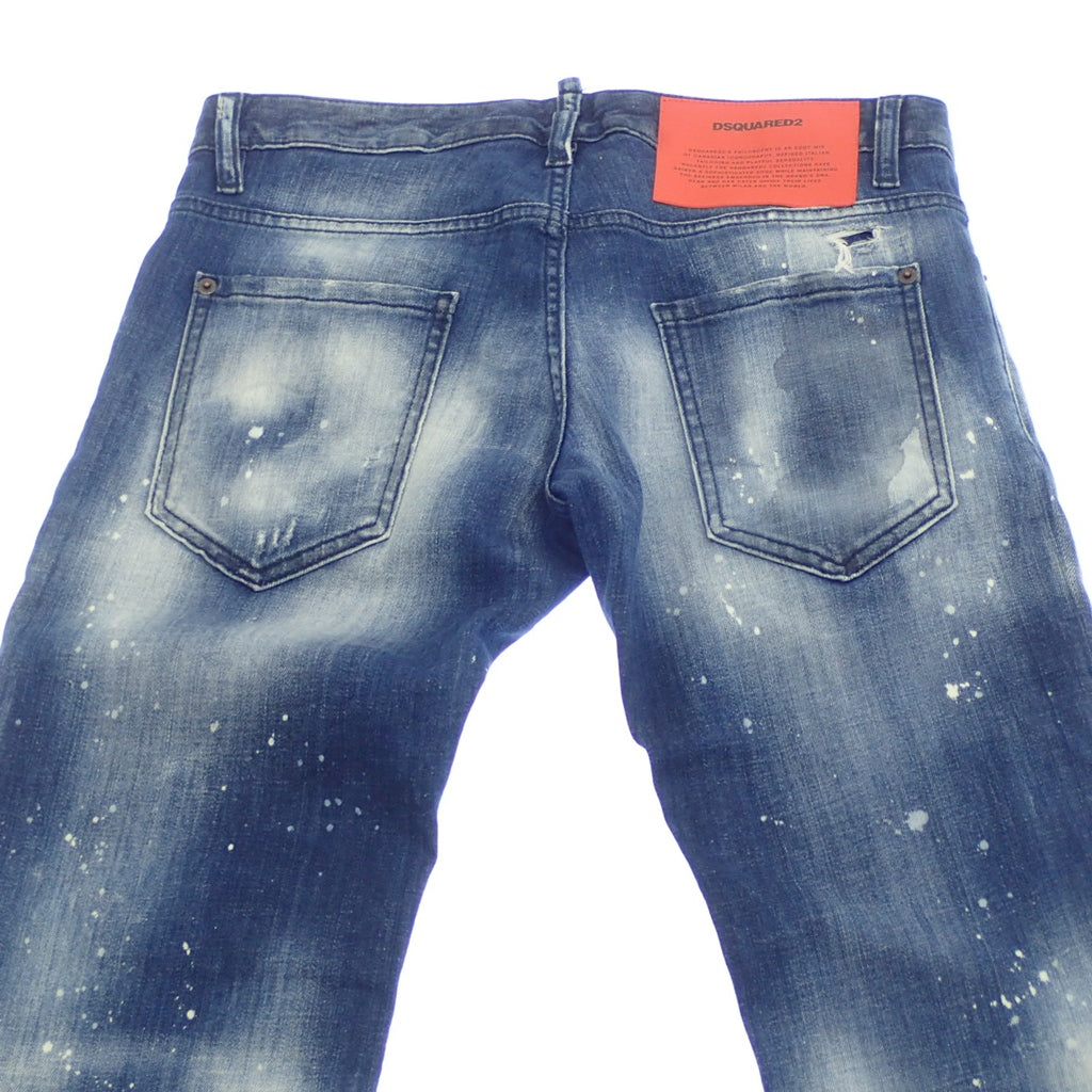 美品◆ディースクエアード デニムパンツ クラッシュ加工 メンズ 青 46 Anniversary Super Low Jean Dsquared2【AFB22】
