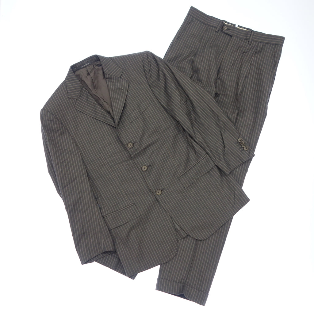 美品◆エルメネジルドゼニア スーツ セットアップ TRAVELLER テーラード シングル ストライプ 3B メンズ グレー サイズ44 Ermenegildo Zegna【AFB7】