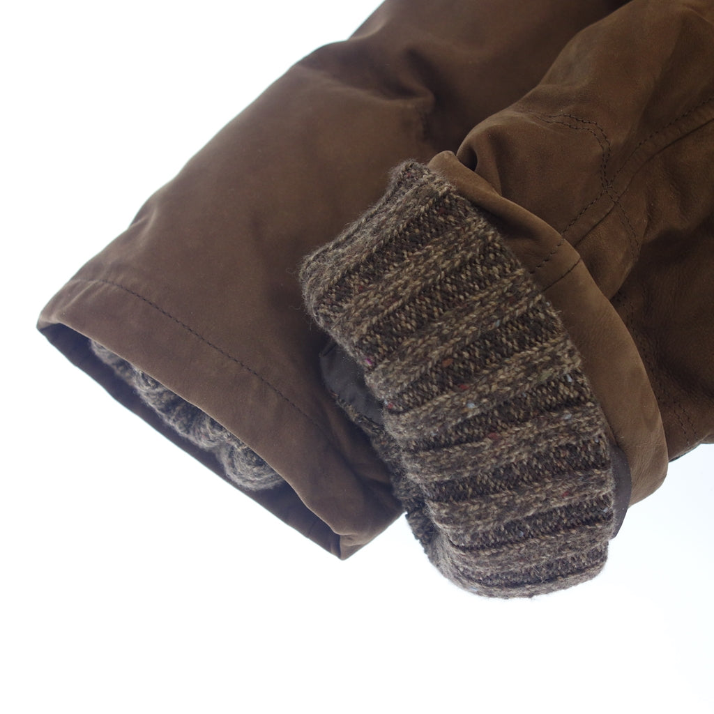 極美品◆エルメネジルド ゼニア ダウンジャケット ヌバックレザー メンズ サイズ56 ブラウン系 Ermenegildo Zegna【AFA24】