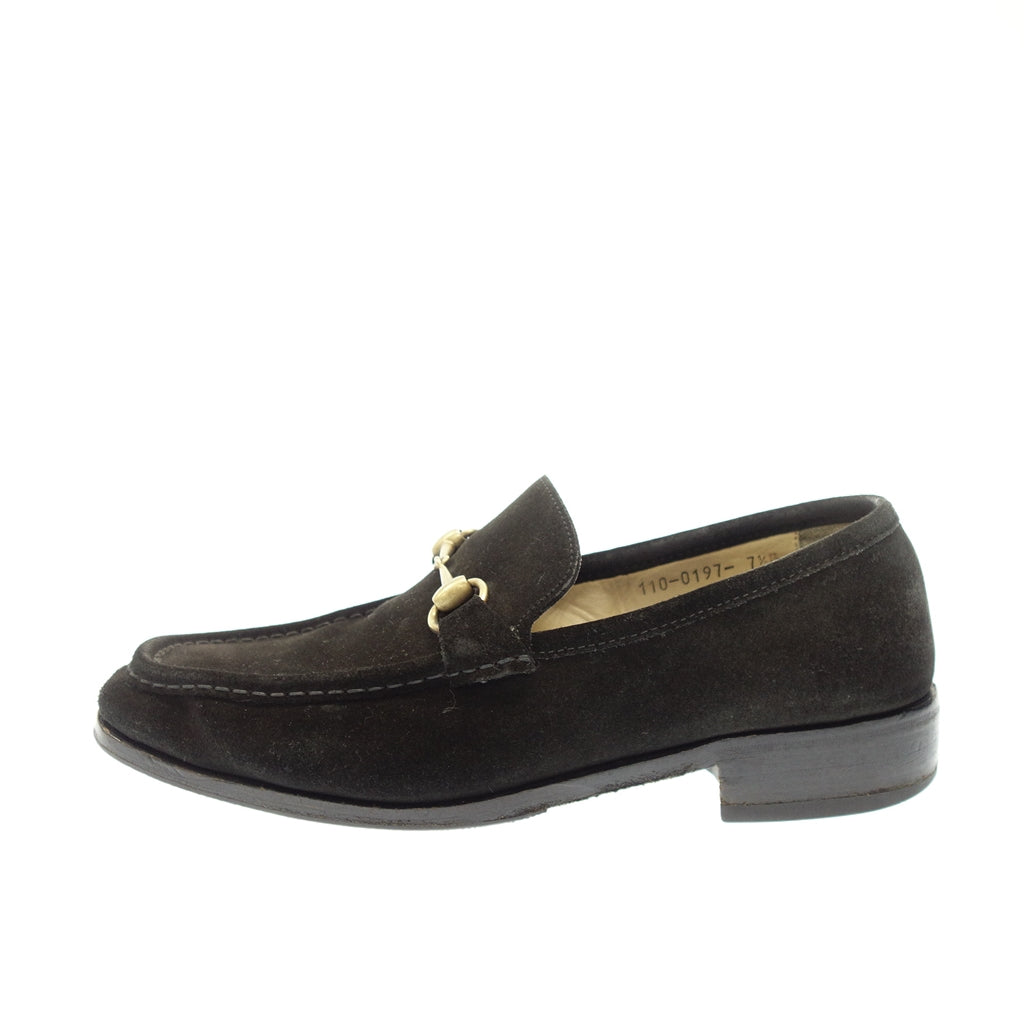 美品◆グッチ レザーシューズ ビットローファー スエード メンズ 7.5 ブラック GUCCI【AFC49】