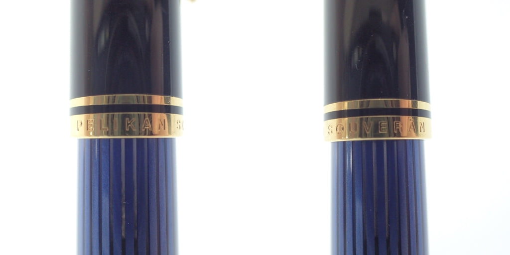 美品◆ペリカン 万年筆 M800 スーベレーン ペン先18C-750 F 縞 ブルー&ブラック系 PELIKAN SOUVERAN【AFI11】