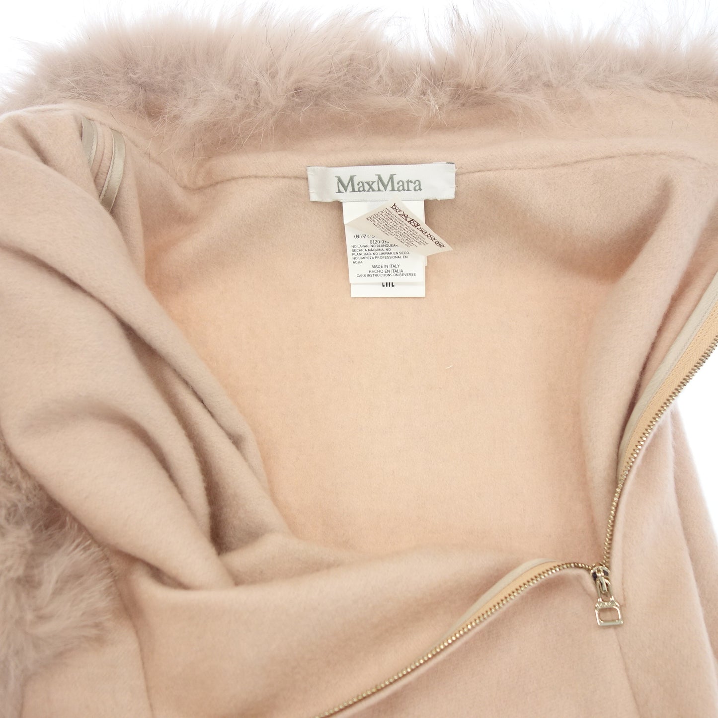 マックスマーラ ポンチョ フォックスファー レディース ピンクベージュ MaxMara【AFB42】【中古】