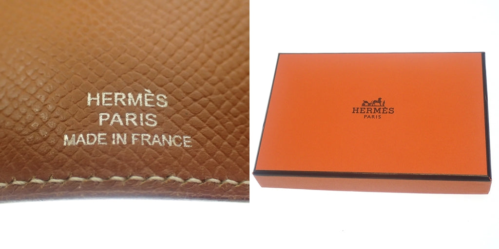 中古◆エルメス キーケース ベアン シルバー金具 レザー □L刻 茶 箱付き HERMES【AFI13】