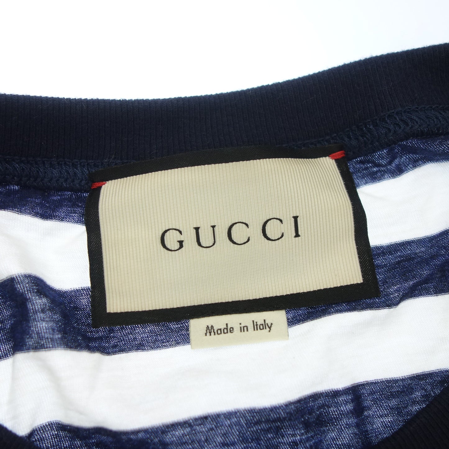 グッチ ボーダーTシャツ 16SS コットン&シルク 431142-X7445 メンズ S 青×白 GUCCI【AFB48】【中古】