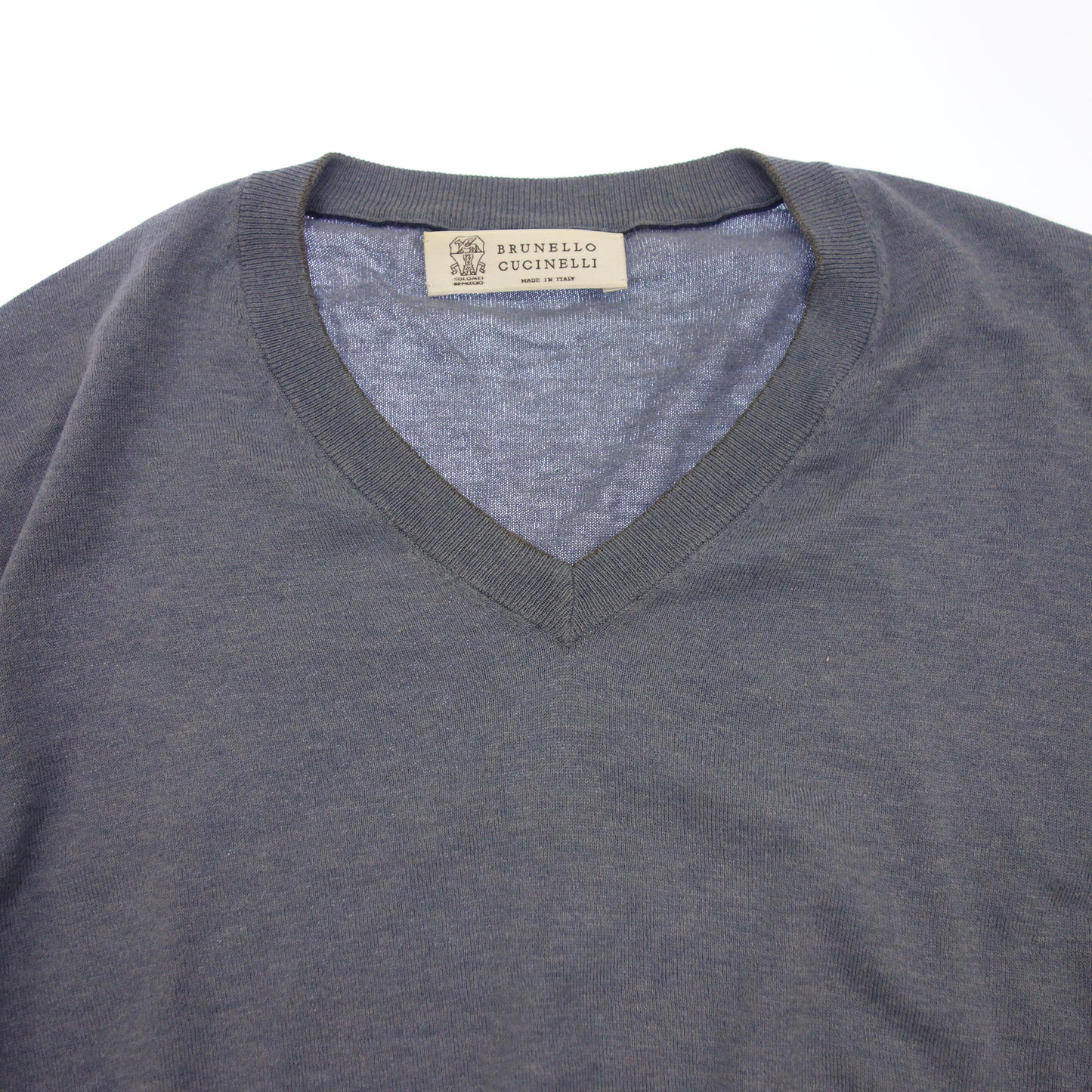 美品◆ブルネロクチネリ ニットセーター Vネック メンズ ブルー系 サイズ46 BRUNELLO CUCINELLI【AFB16】