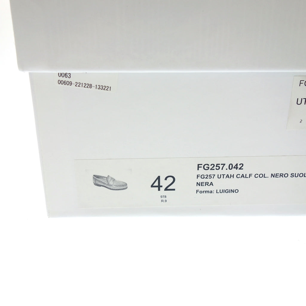 未使用◆フラテッリ ジャコメッティ レザーシューズ コインローファー FG257 ルイジーノ シボ革 メンズ 42 ブラック F.LLIi Giacometti LUIGINO【LA】