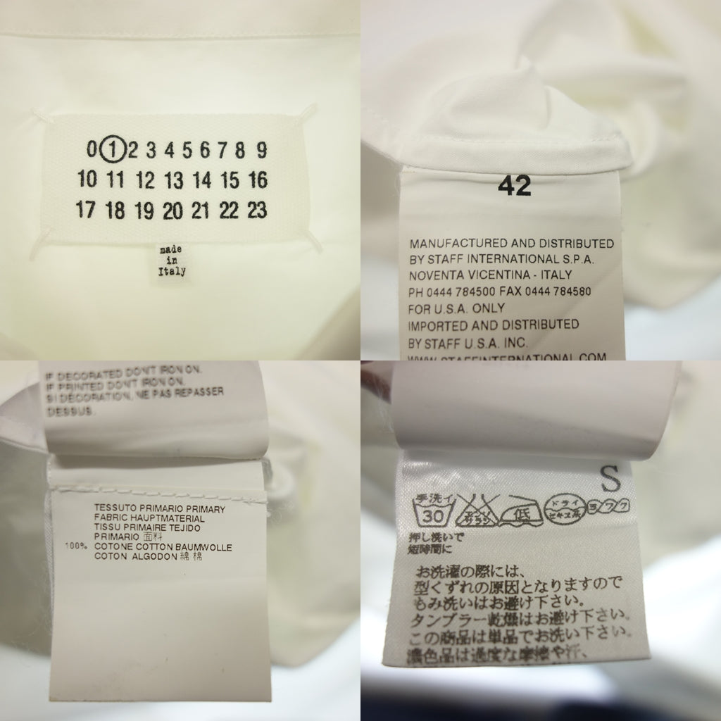 美品◆メゾンマルタンマルジェラ 長袖シャツ カットデザイン S31DL0215 サイズ42 レディース 白 Maison Martin Margiela【AFB46】