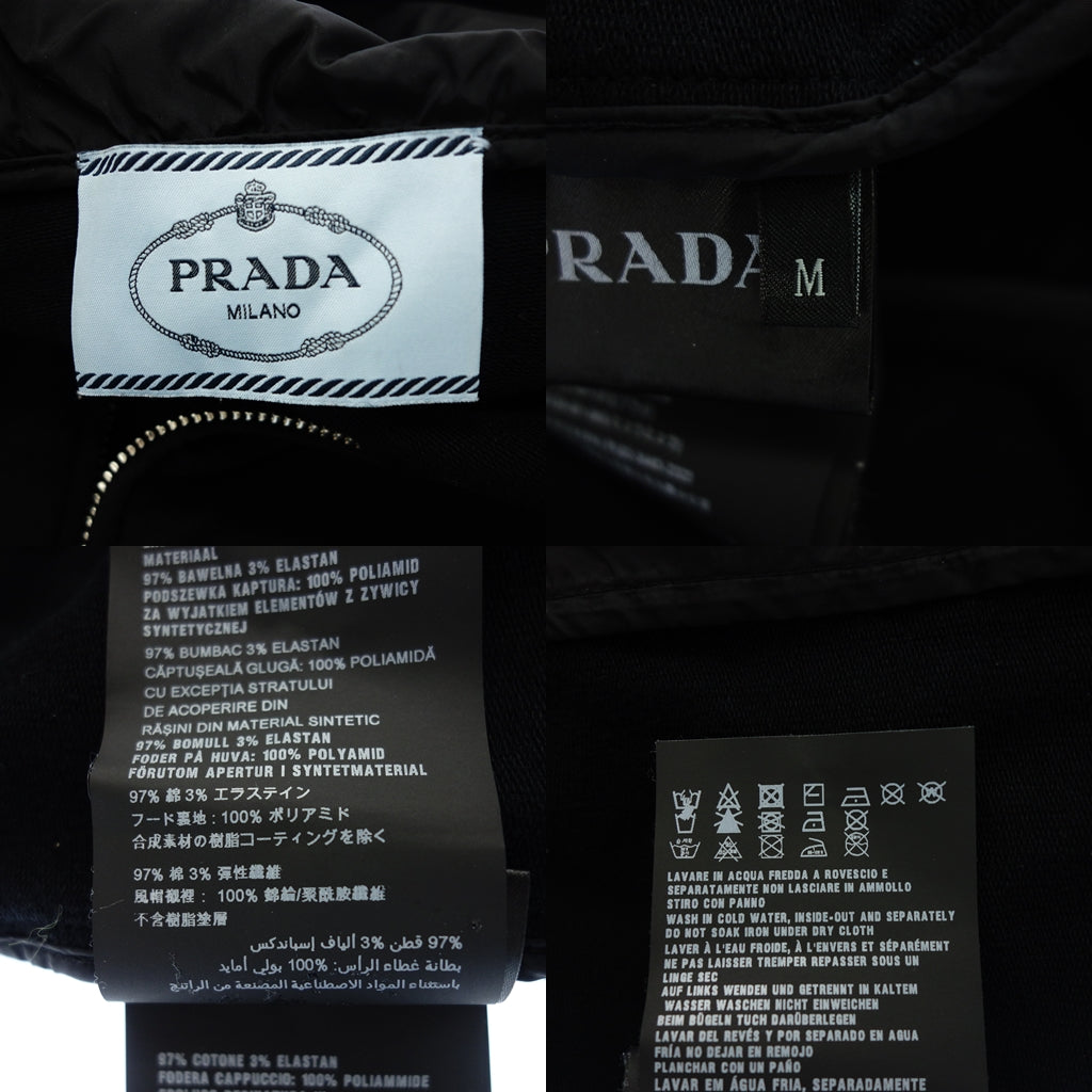 美品◆プラダ ジップアップパーカー フード付き 138470 レディース ブラック M PRADA【AFB15】