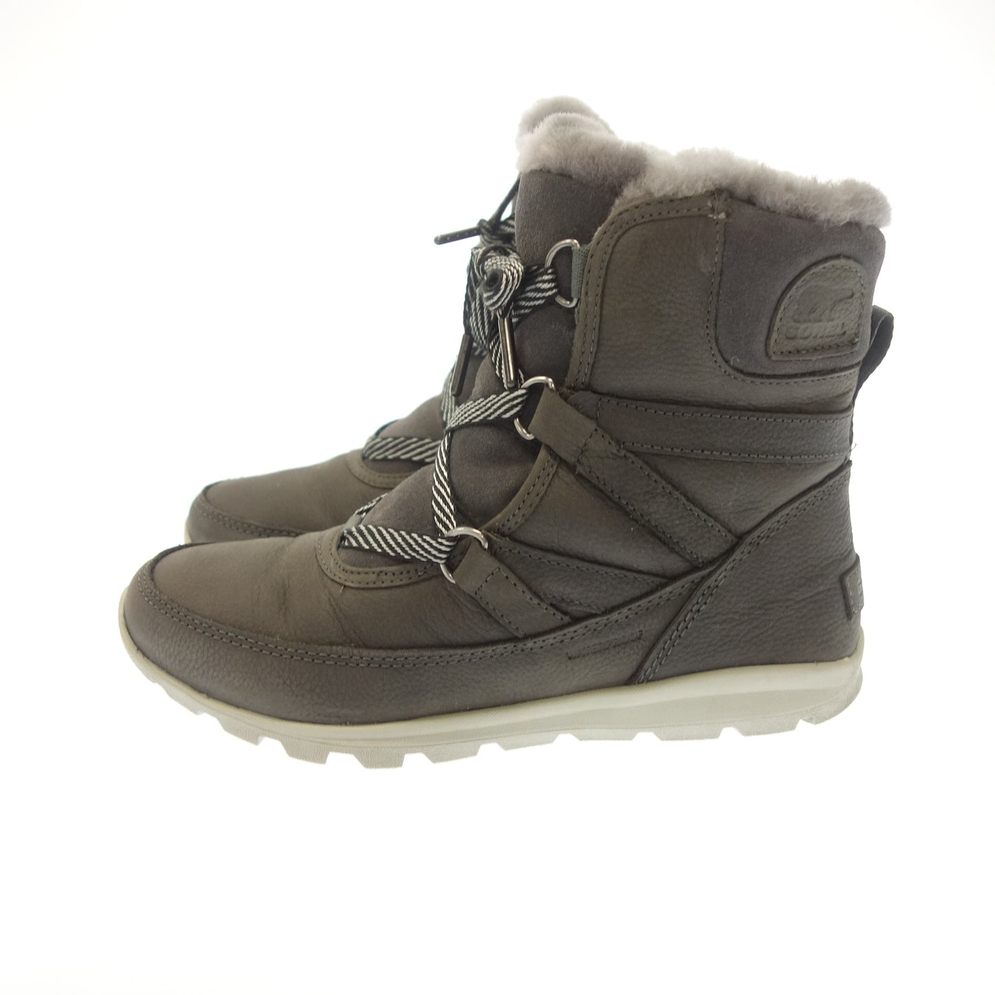 美品◆ソレル ホイットニー ショート レース プレミアム 7 レディース グレー 24cm SOREL WHITNEY SHORT LACE【AFD1】