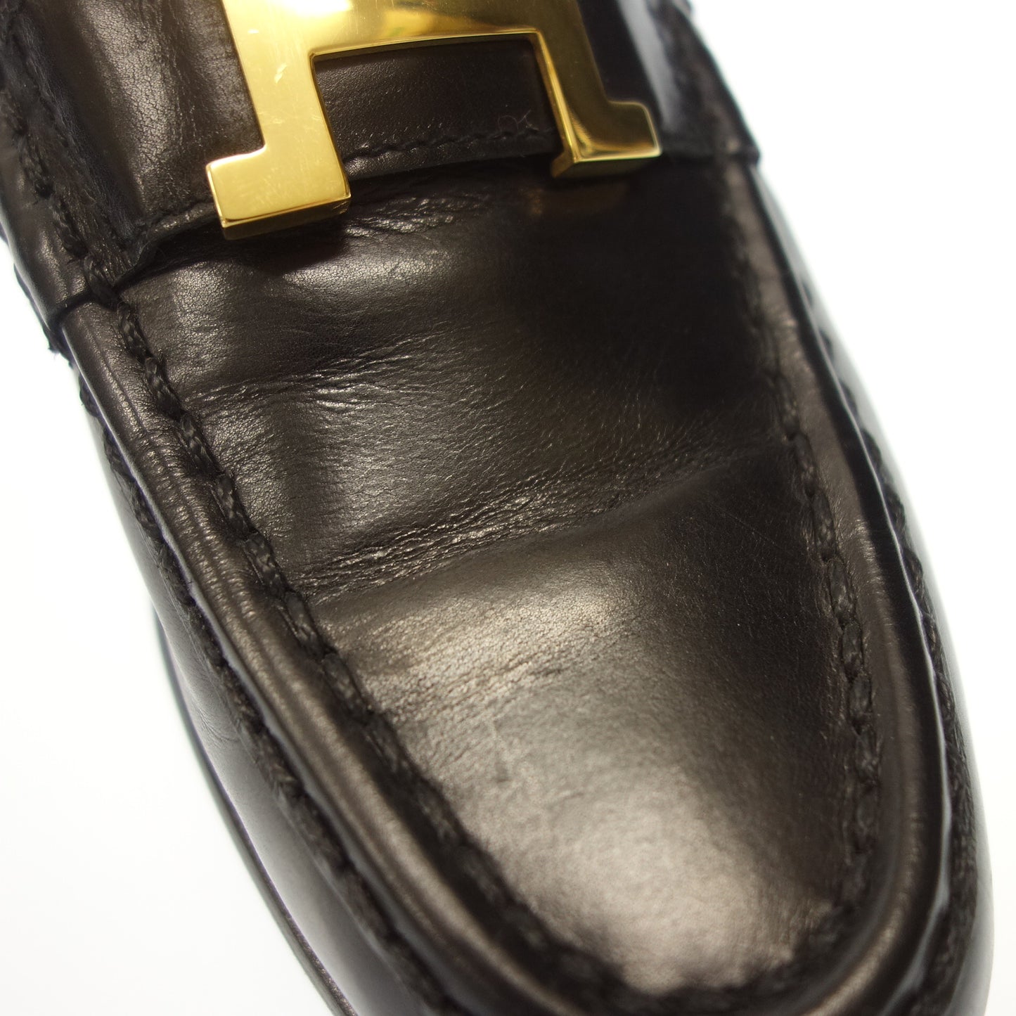 美品◆エルメス ローファー コンスタンス レディース ブラック サイズ35 HERMES CONSTANCE【AFC45】