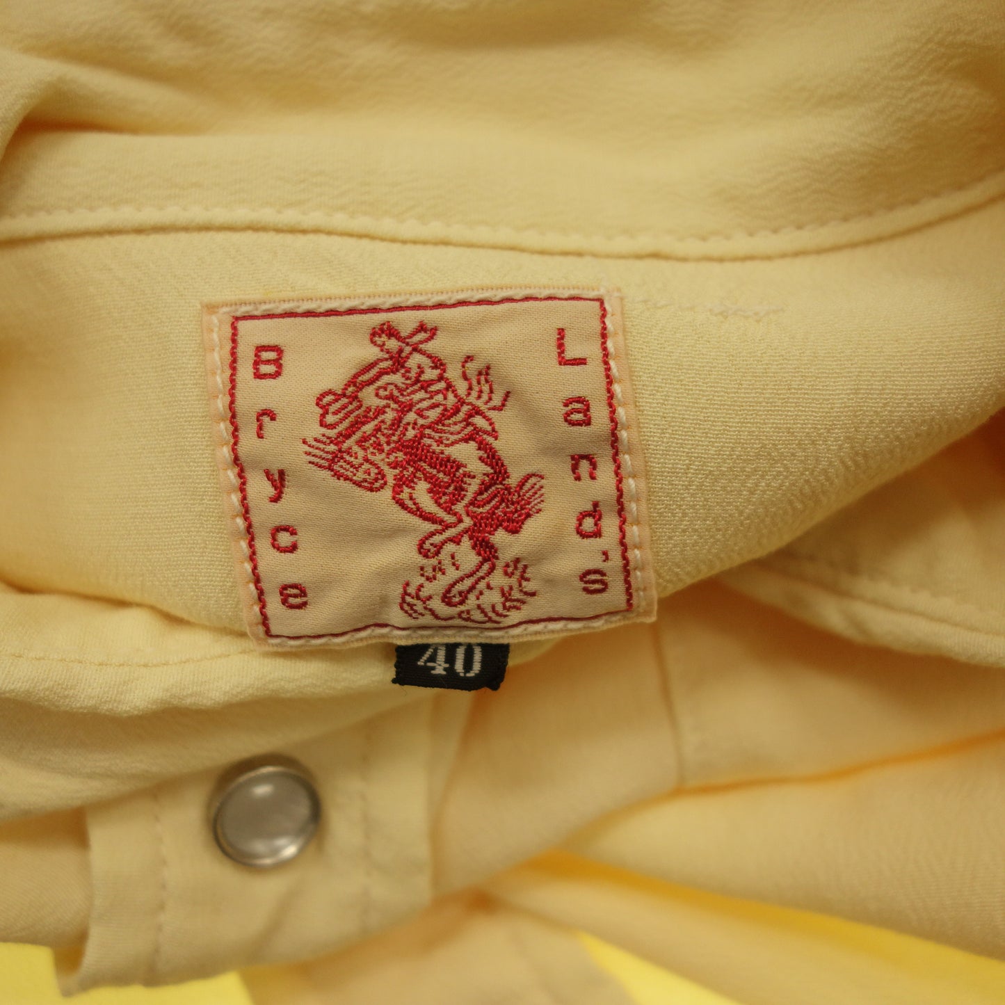 美品◆ブライスランズ シャツ ウエスタン レーヨン100% メンズ バターミルク 黄色系 40 Bryceland's【AFB3】