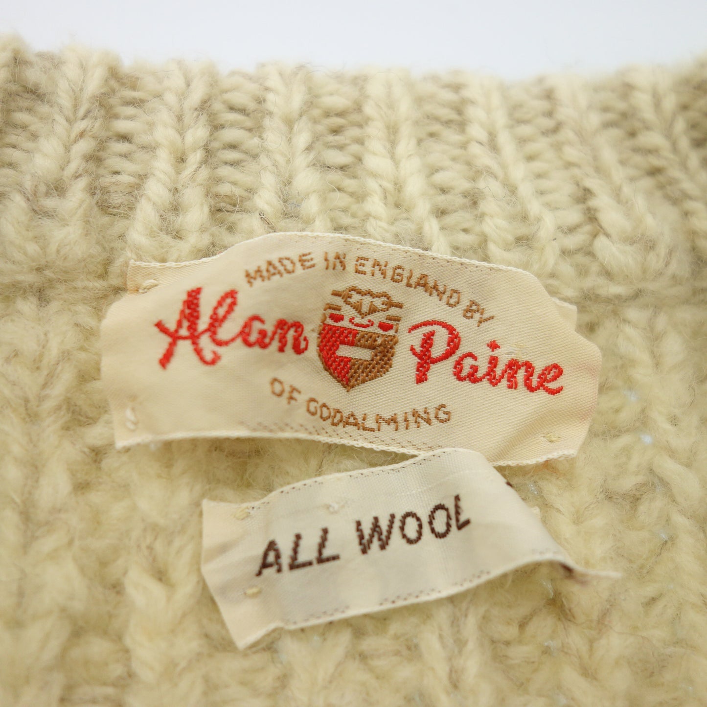 美品◆アランペイン セーター ウール レディース 40 ベージュ Alan Paine【AFB46】
