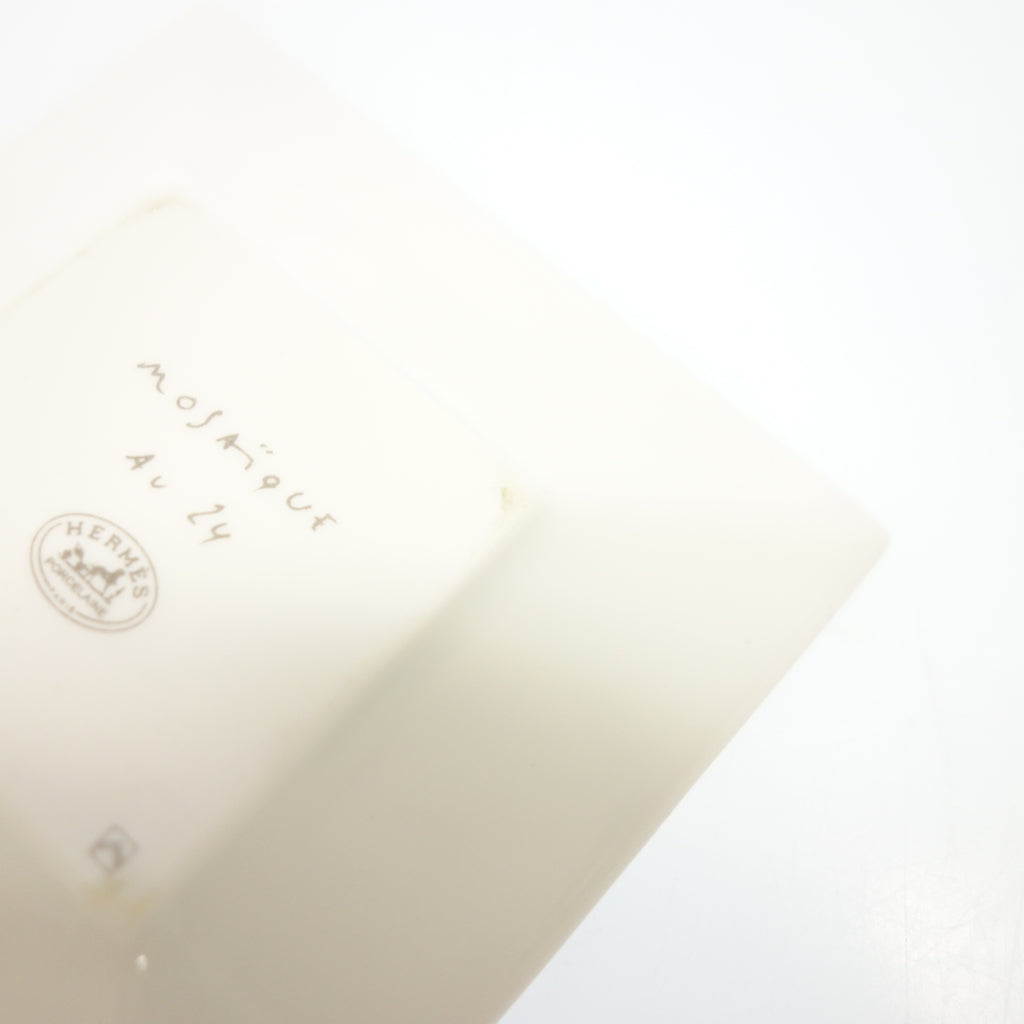 美品◆エルメス プレート モザイク ヴァンキャトル スクエアプレート スモール ホワイト系 Hermes【AFB55】