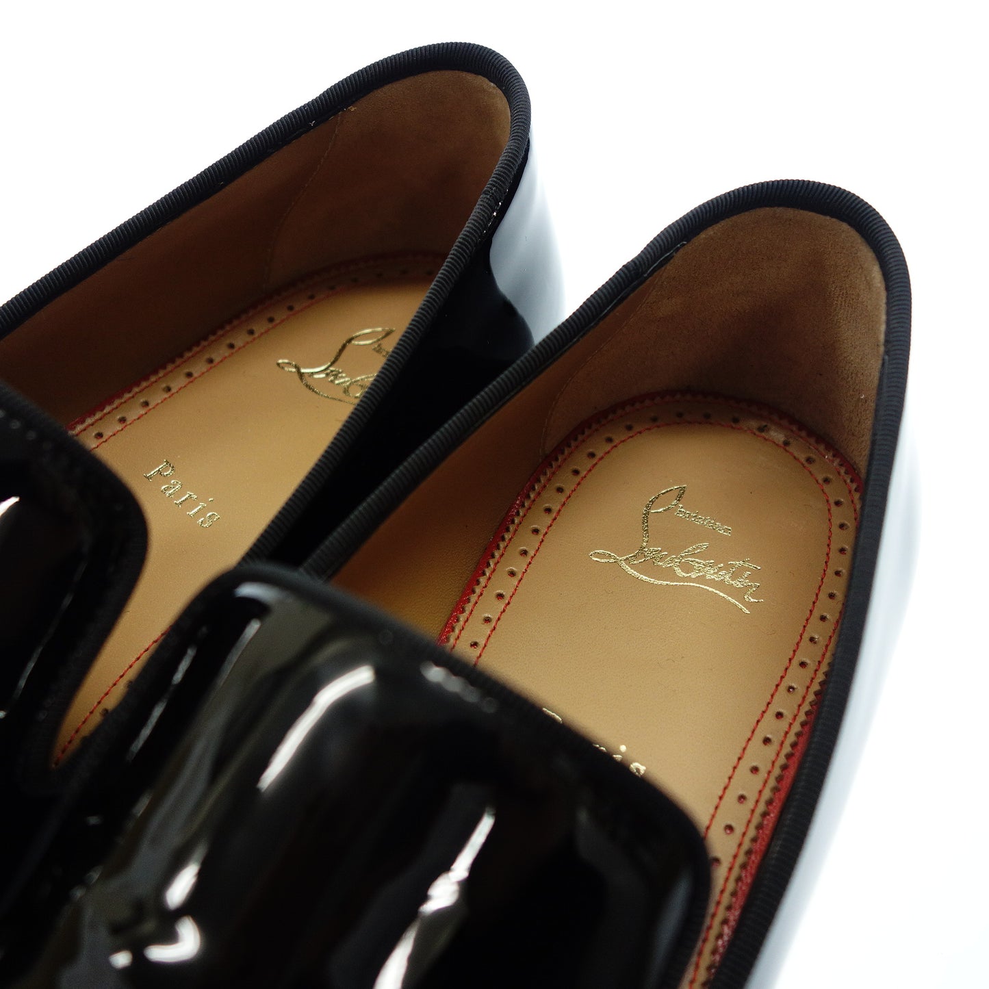 クリスチャン ルブタン スリッポン パテント ダンデライオン メンズ 44.5 黒 Christian Louboutin【AFD3】【中古】