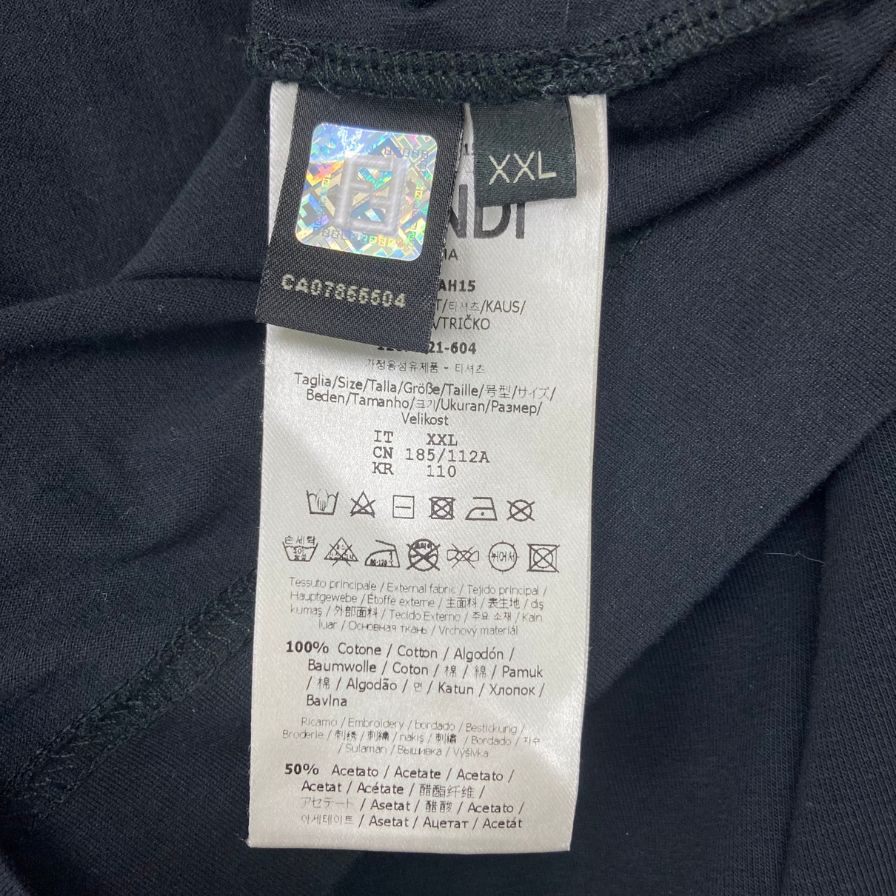 フェンディ 21SS Tシャツ ブラック サイズXXL 12CPF₋21-604 FENDI【AFB14】