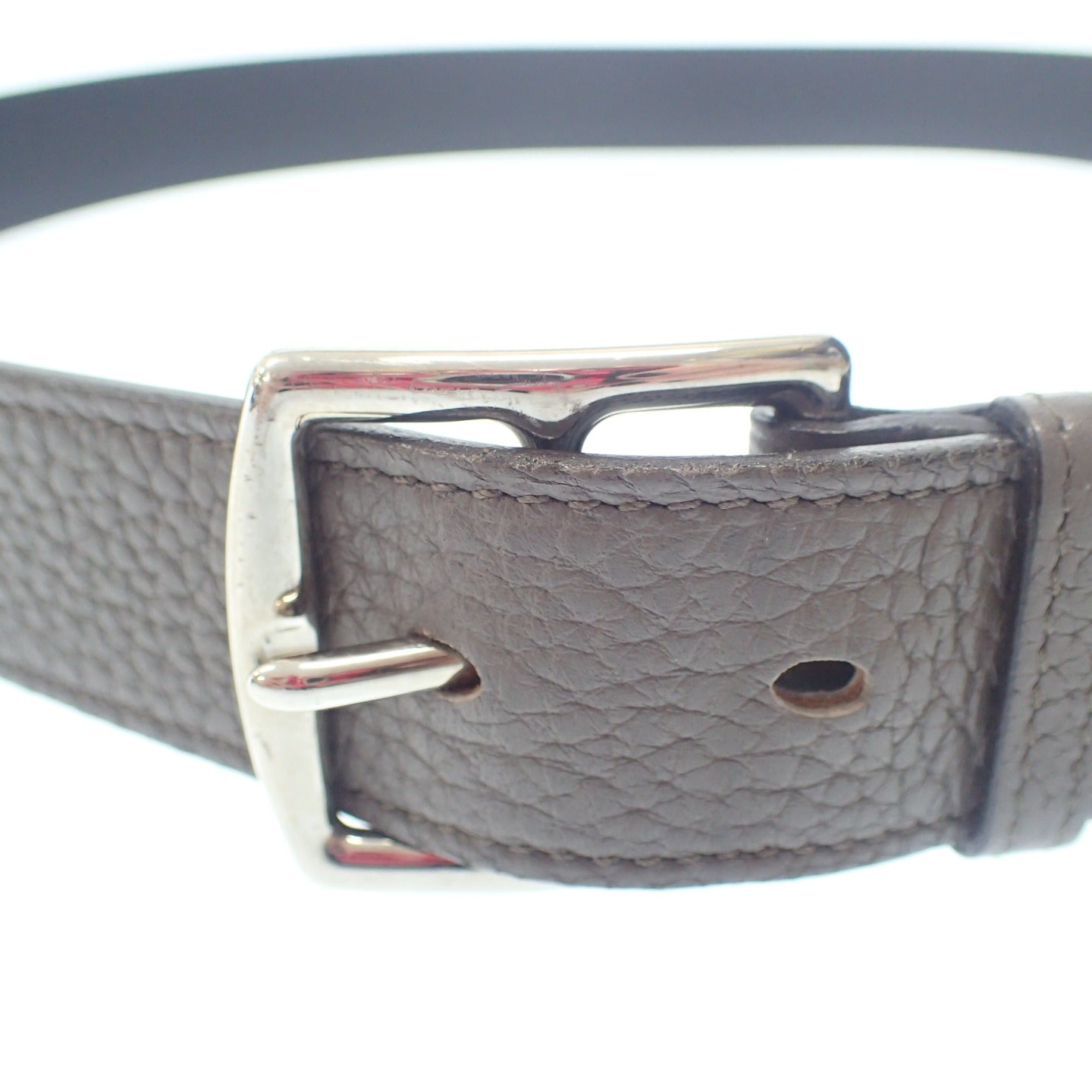 美品◆エルメス レザーベルト セリエボタン トリヨンクレマンス エトゥープ □P刻 HERMES【AFI10】