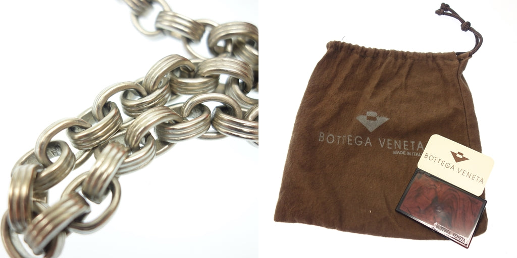 中古◆ボッテガ ヴェネタ チェーン ハンドバッグ スエード がま口 オレンジ ミラー付き Bottega Veneta【AFE6】