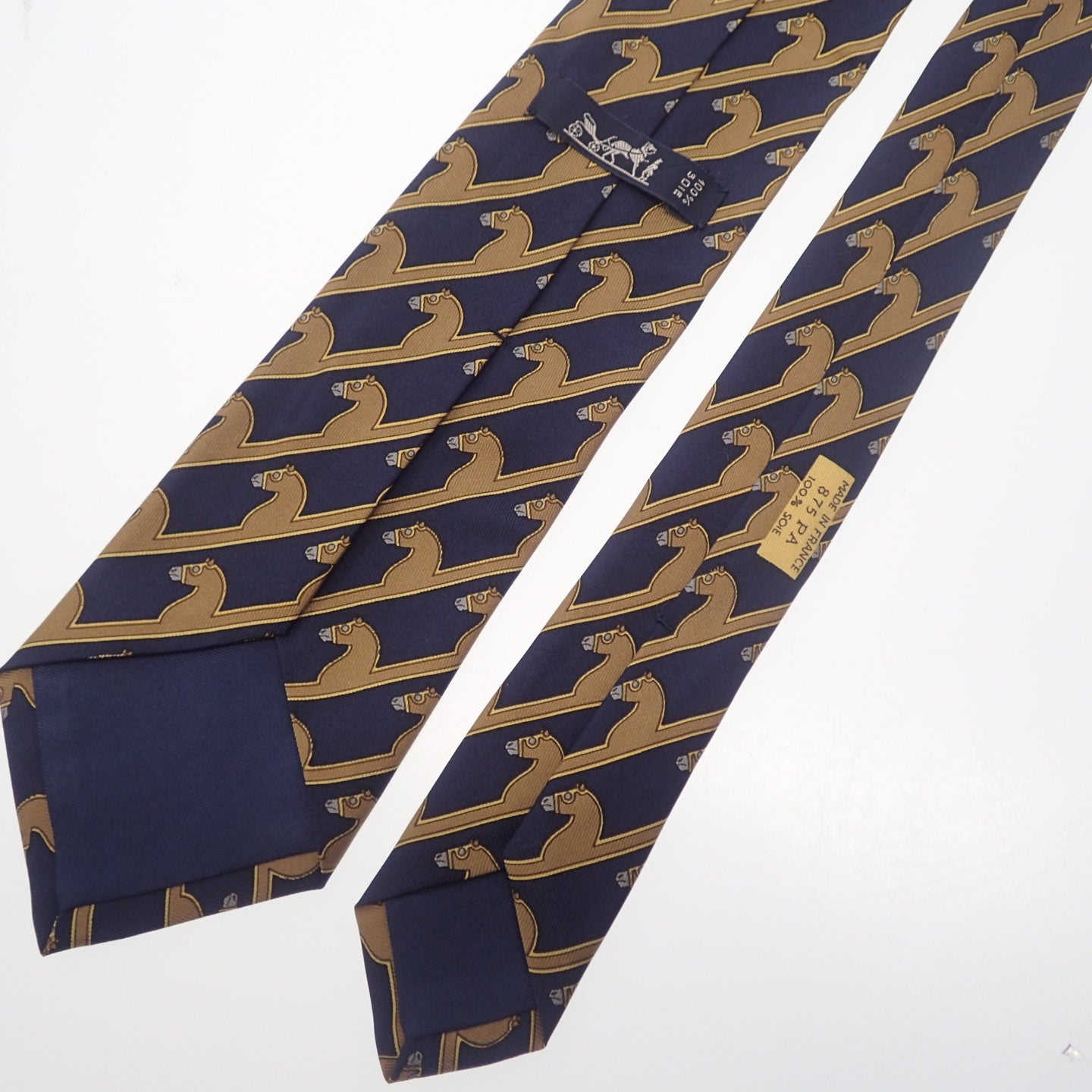極美品◆エルメス ネクタイ 総柄 馬 シルク100% HERMES【AFI16】