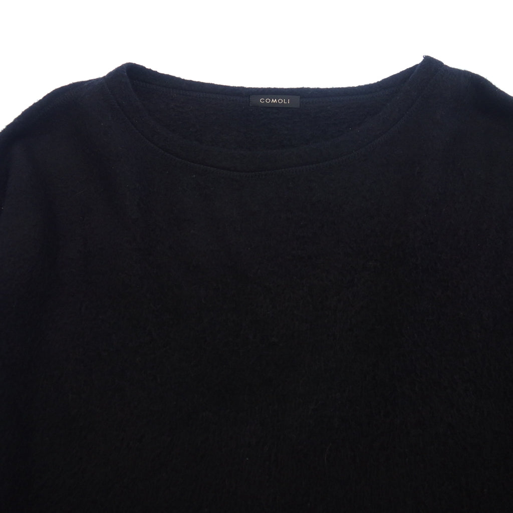 極美品◆コモリ シルクフリース 長袖クルー 22AW W03-05013 メンズ ブラック 3 COMOLI【AFB21】