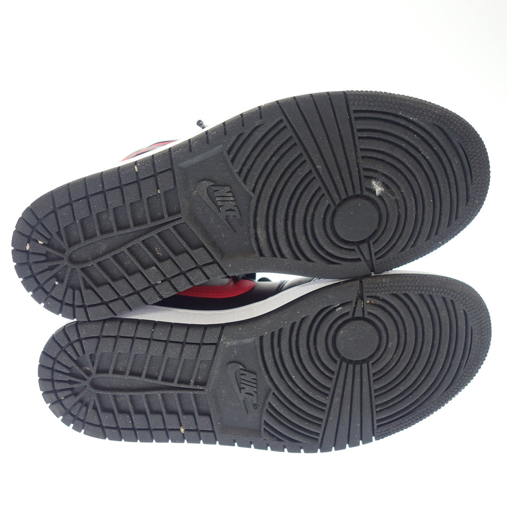 極美品◆ナイキ スニーカー BQ6472 004 エアジョーダン 1 ミッド レディース 23.5 ブラック×ピンク NIKE【AFD6】
