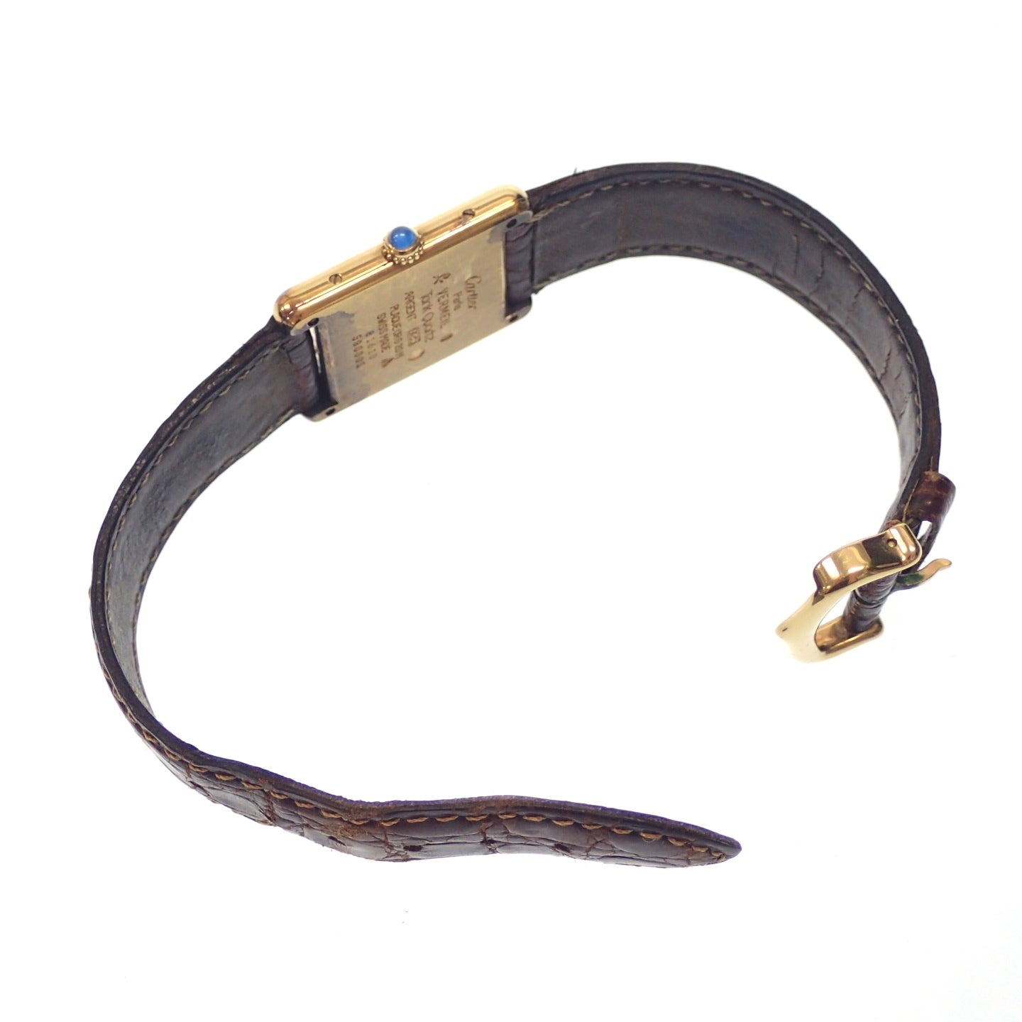 カルティエ 腕時計 マストタンク ヴェルメイユ クォーツ 文字盤白 ゴールド×茶 Cartier【AFI12】【中古】