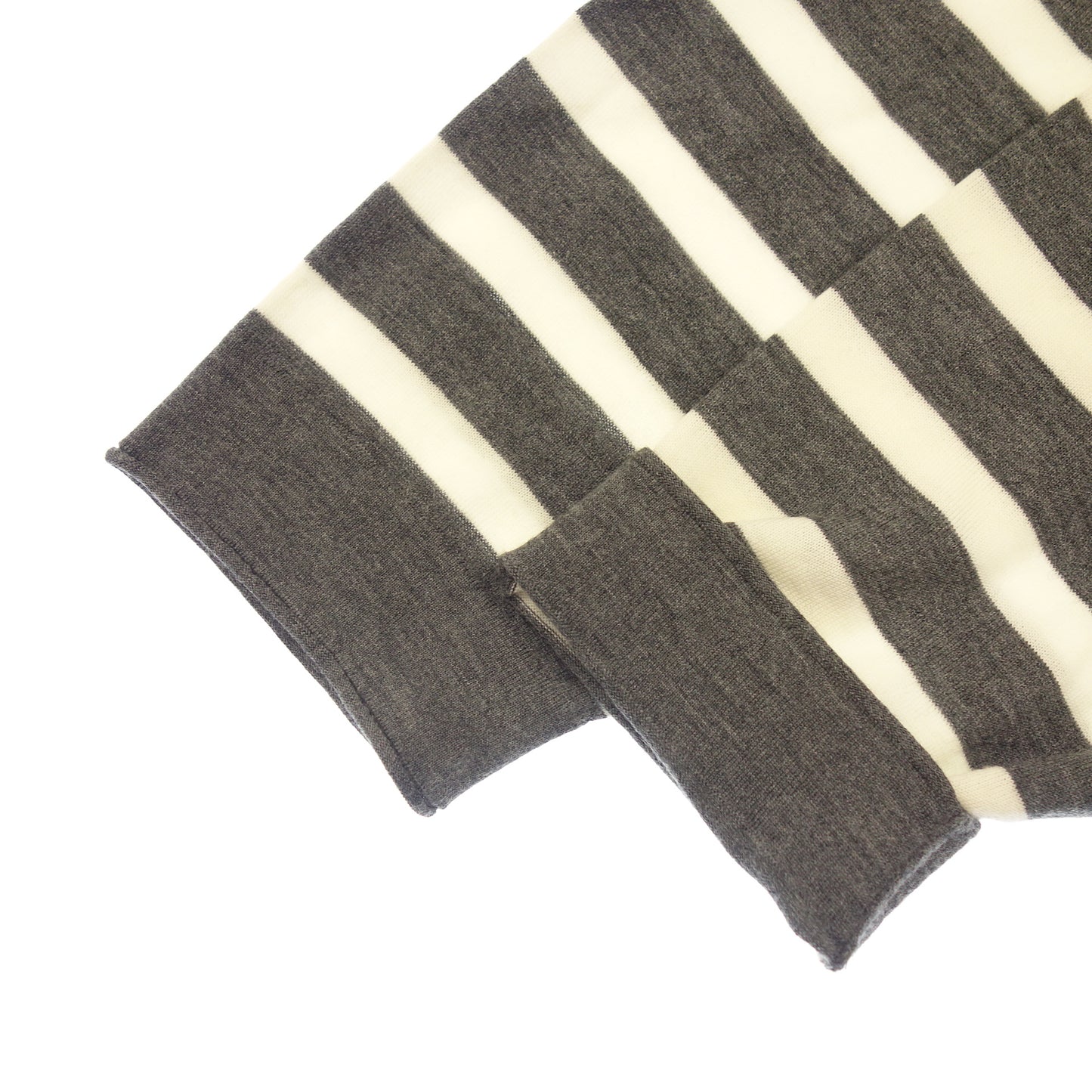 美品◆ブルネロクチネリ ニットセーター ボーダー カシミヤ混 メンズ グレー×ホワイト サイズ46 BRUNELLO CUCINELLI【AFB16】