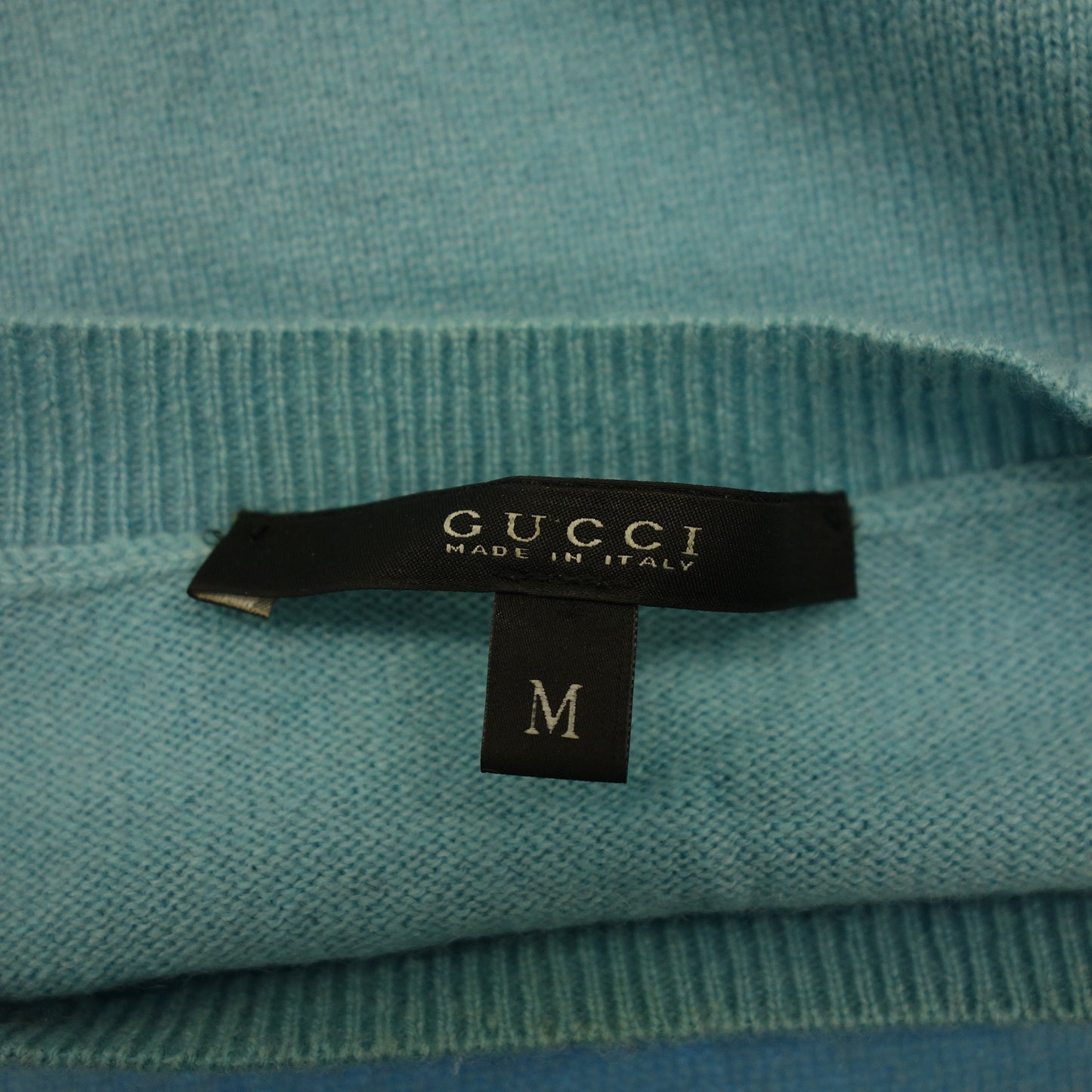 中古◆グッチ ニットセーター カシミヤ GG刺繍 369063 メンズ ライトブルー サイズM GUCCI【AFB29】
