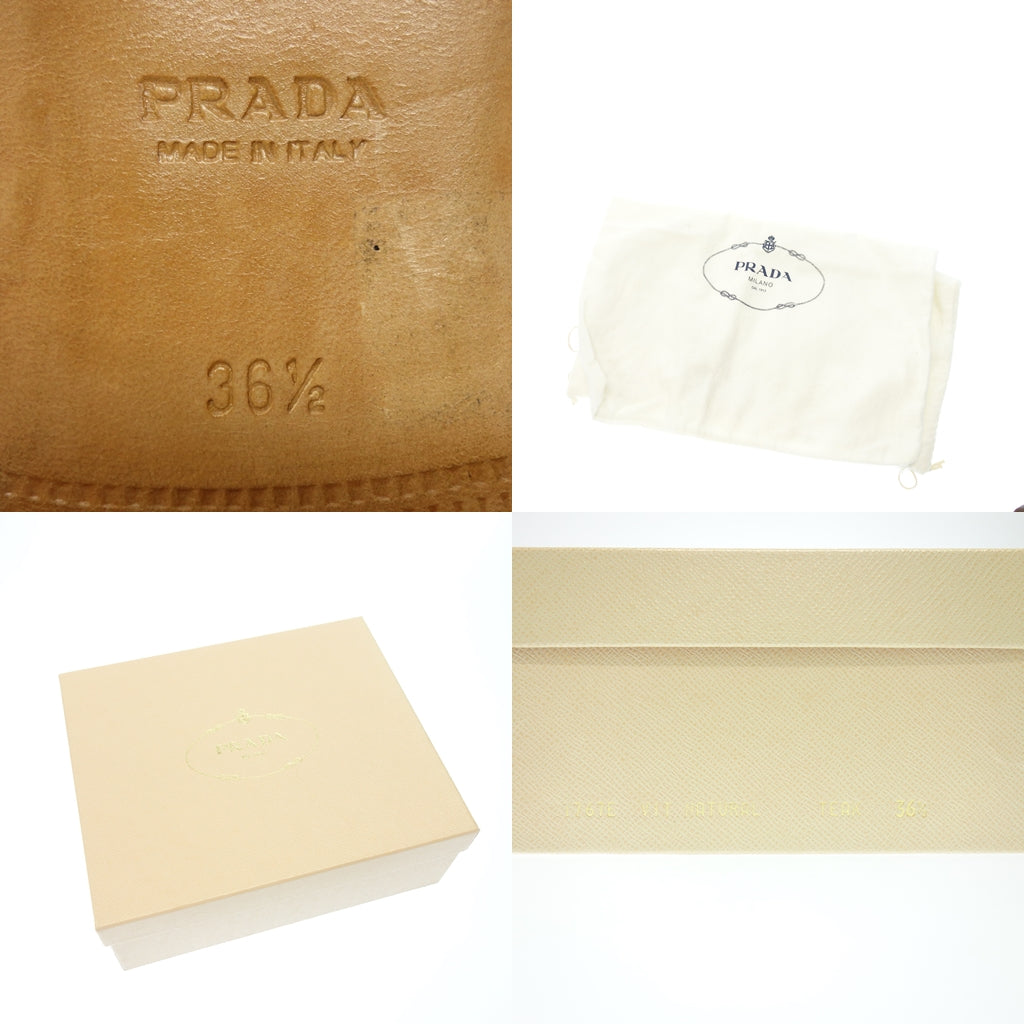 中古◆プラダ レザーブーツ ジョッパーブーツ レディース 36.5 茶 PRADA【AFD4】
