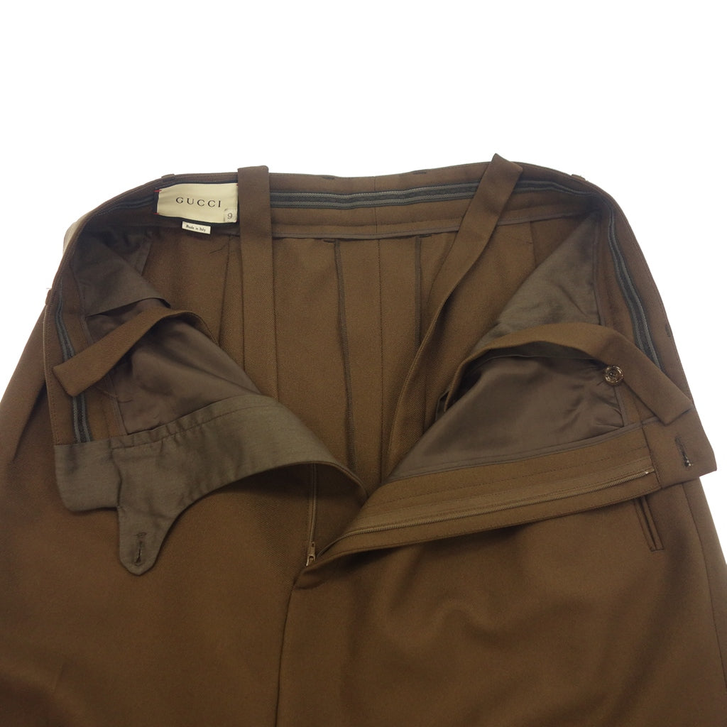 中古◆グッチ ワイドレッグ パンツ ショルダーループ付 レディース ブラウン サイズ不明 GUCCI 【AFB19】