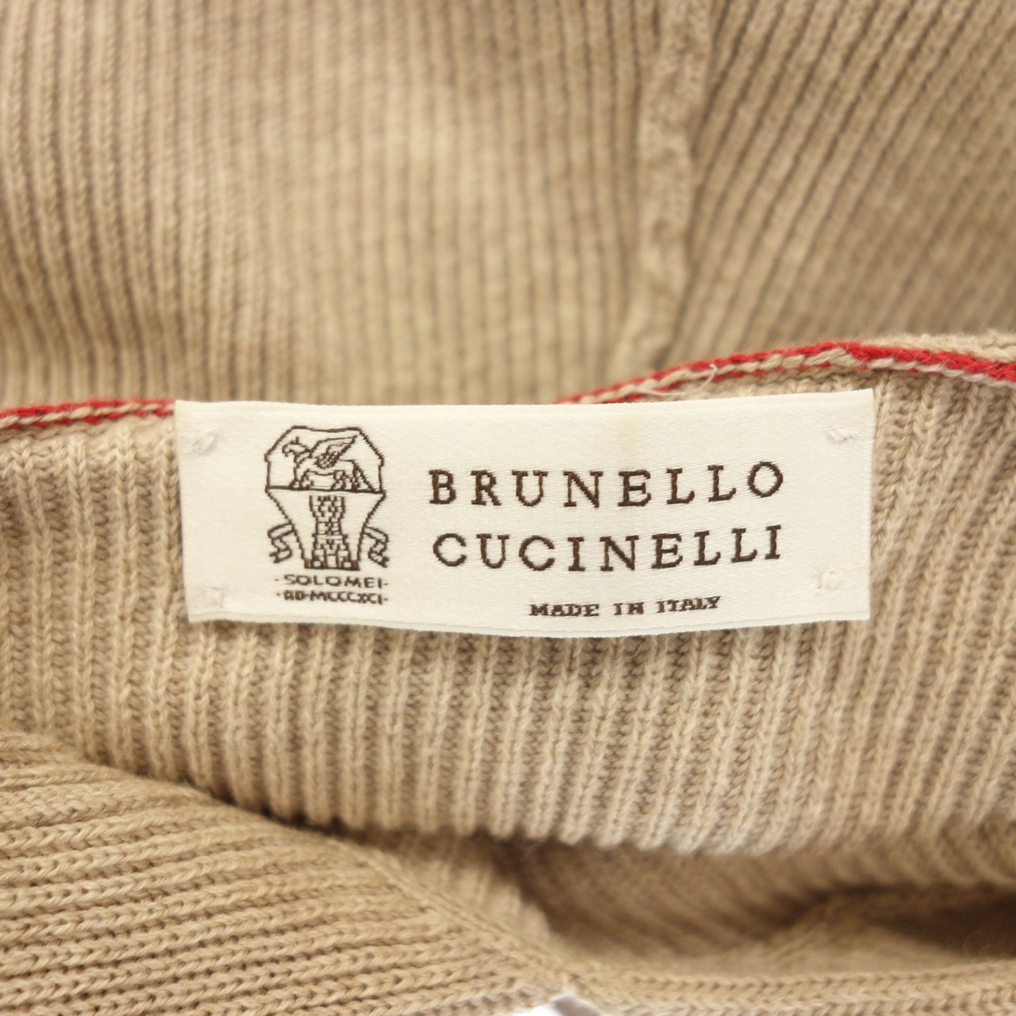 美品◆ブルネロクチネリ ニットパーカー コットン プルオーバー メンズ ベージュ サイズ48 BRUNELLO CUCINELLI【AFB29】