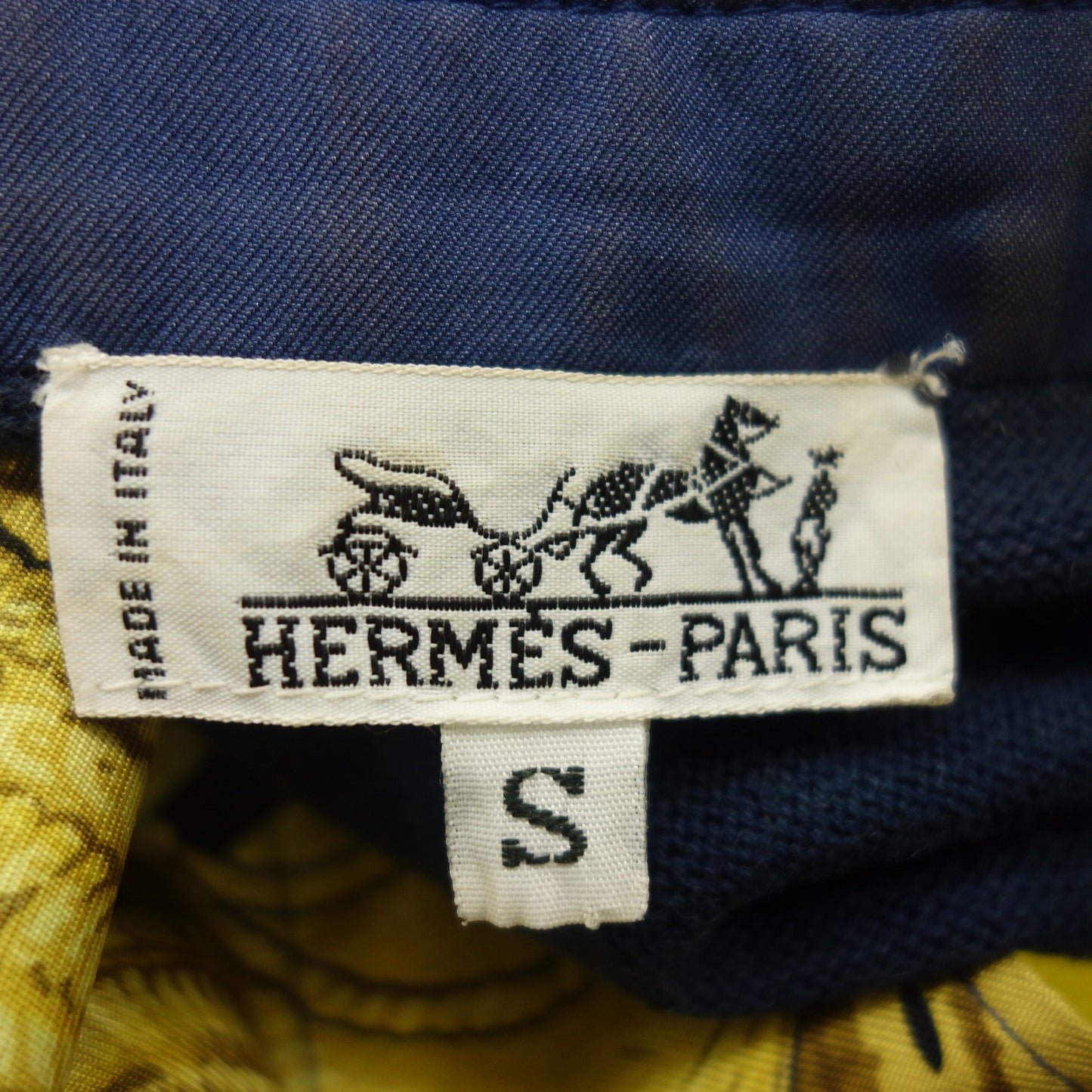 中古◆エルメス ロングシャツ スカーフ柄 シルク ニット 青 S レディース S HERMES【AFB38】
