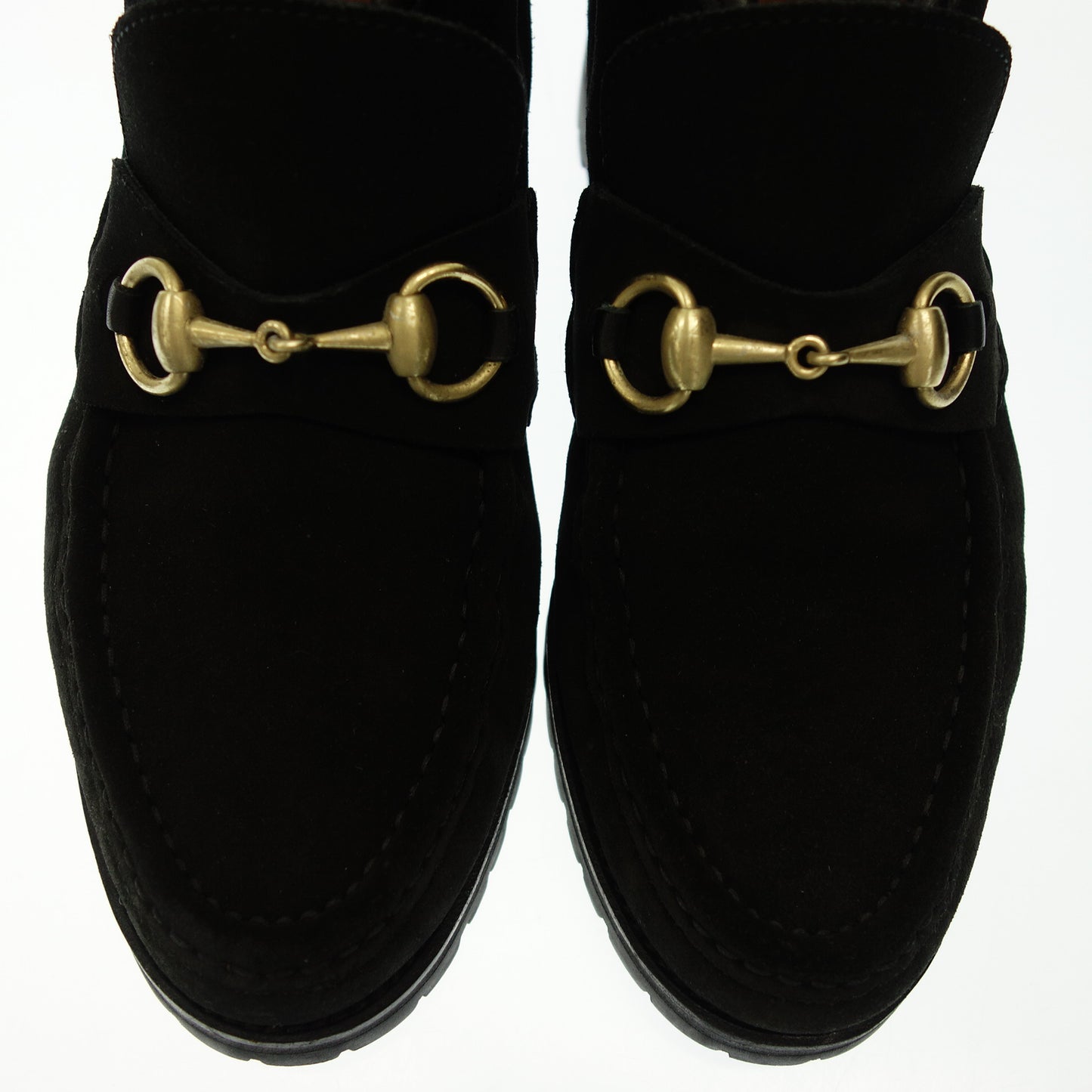 極美品◆グッチ チャッカブーツ ビット スエード ブラック レディース 37.5 黒 GUCCI【AFD5】