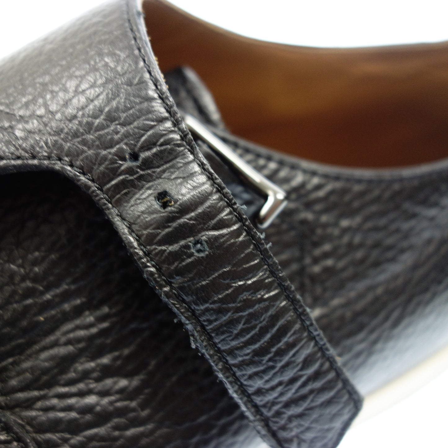 ジョンロブ レザースニーカー HOLME ホワイトソール ダブルストラップ メンズ 8 黒 JOHN LOBB【AFC53】【中古】