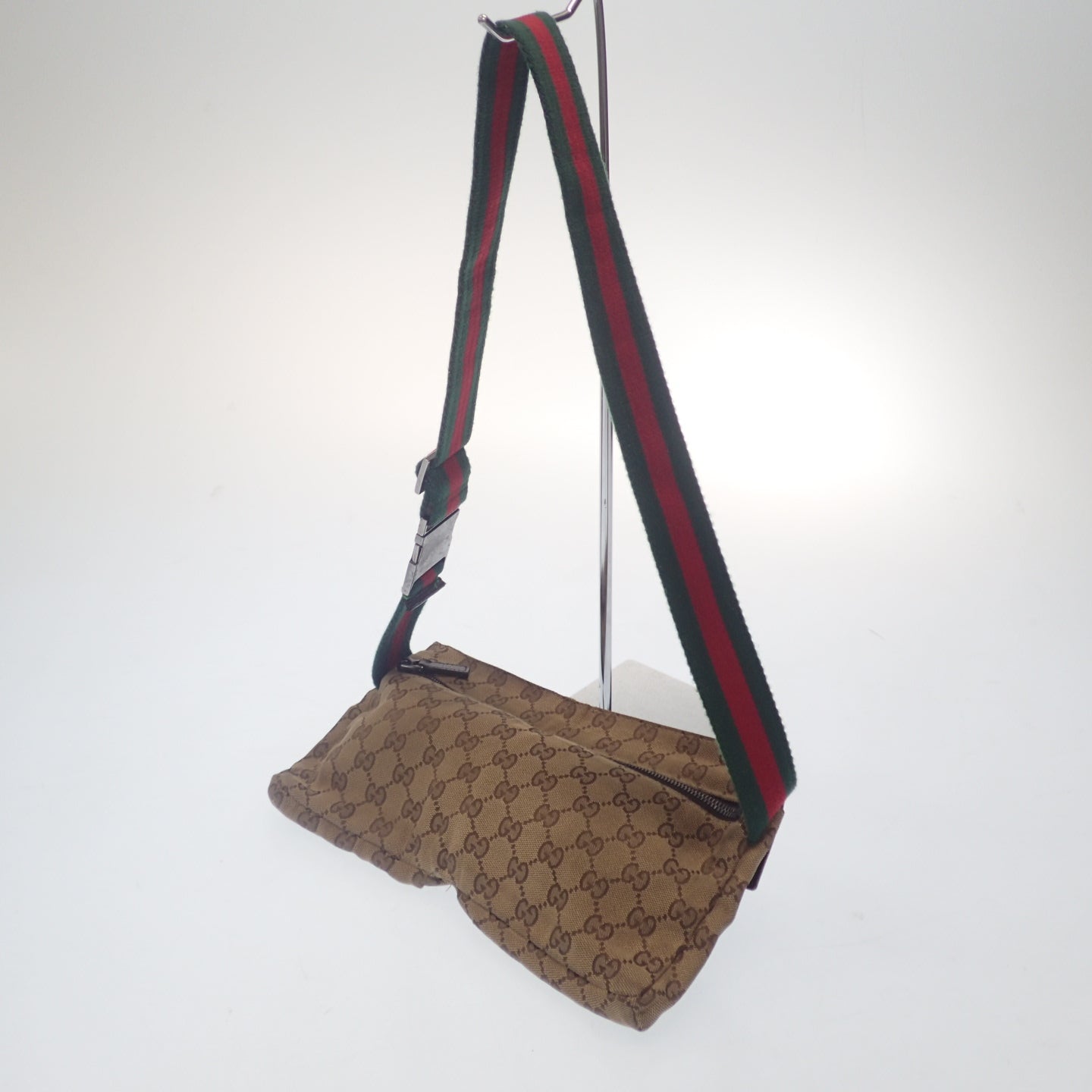 中古◆グッチ ウエストポーチ シェリーライン 28566 4276 GGキャンバス ブラウン系 GUCCI【AFE12】