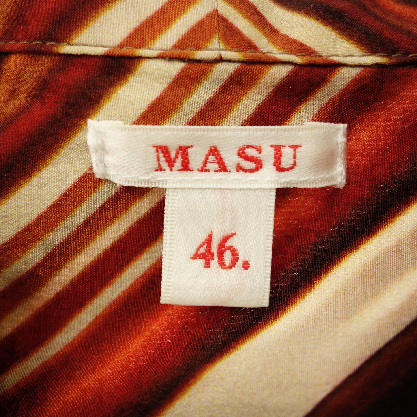 極美品◆エムエーエスユー 長袖シャツ シルク100% メンズ 46 オレンジ系 MASU【AFB6】