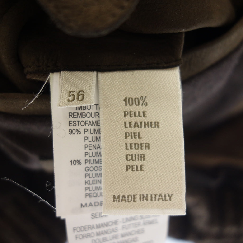 極美品◆エルメネジルド ゼニア ダウンジャケット ヌバックレザー メンズ サイズ56 ブラウン系 Ermenegildo Zegna【AFA24】
