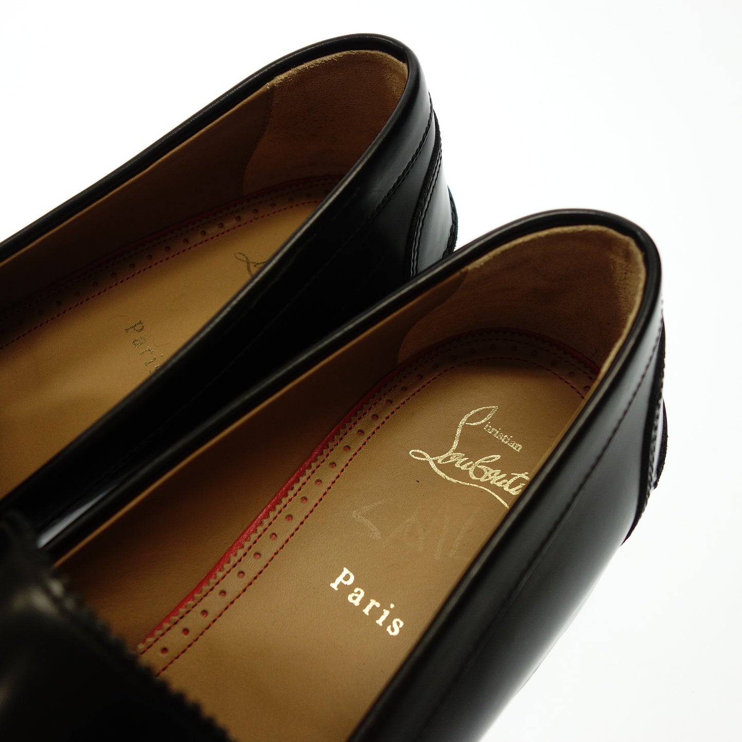 美品◆クリスチャンルブタン レザーローファー ペニーローファー タンクソール メンズ 45 黒 Christian Louboutin【AFC49】