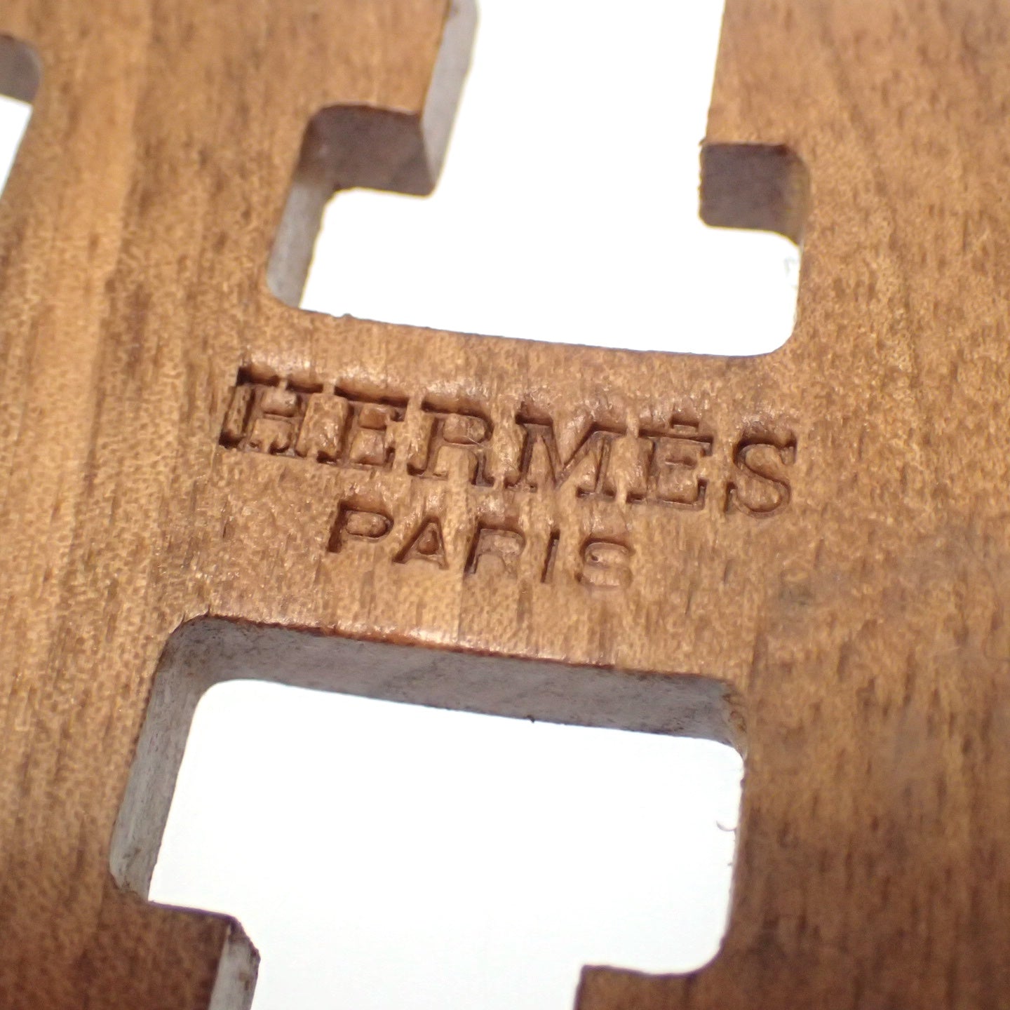 エルメス ウッドスカーフ バックル Hロゴ 茶 HERMES【AFI13】【中古】